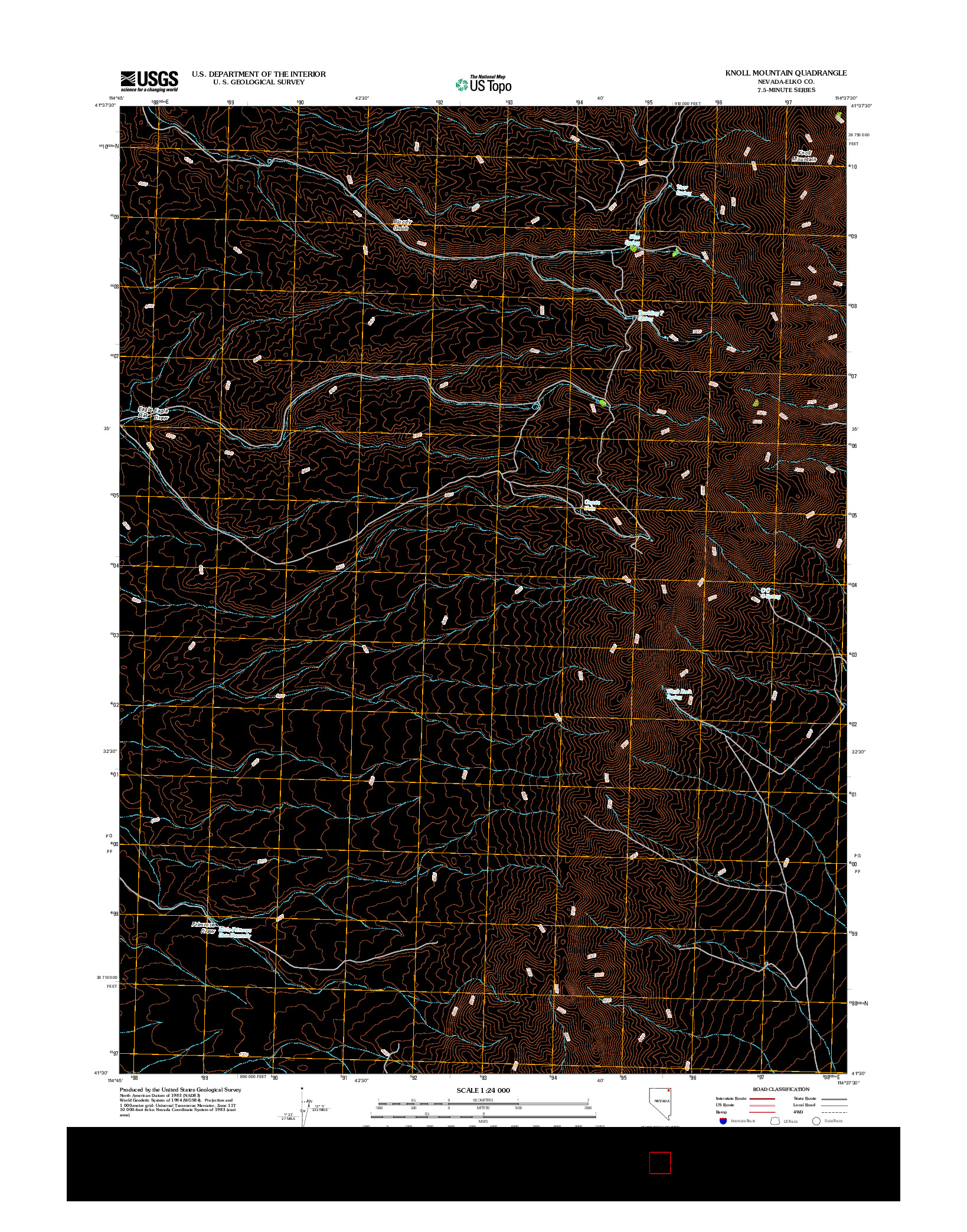 USGS US TOPO 7.5-MINUTE MAP FOR KNOLL MOUNTAIN, NV 2012