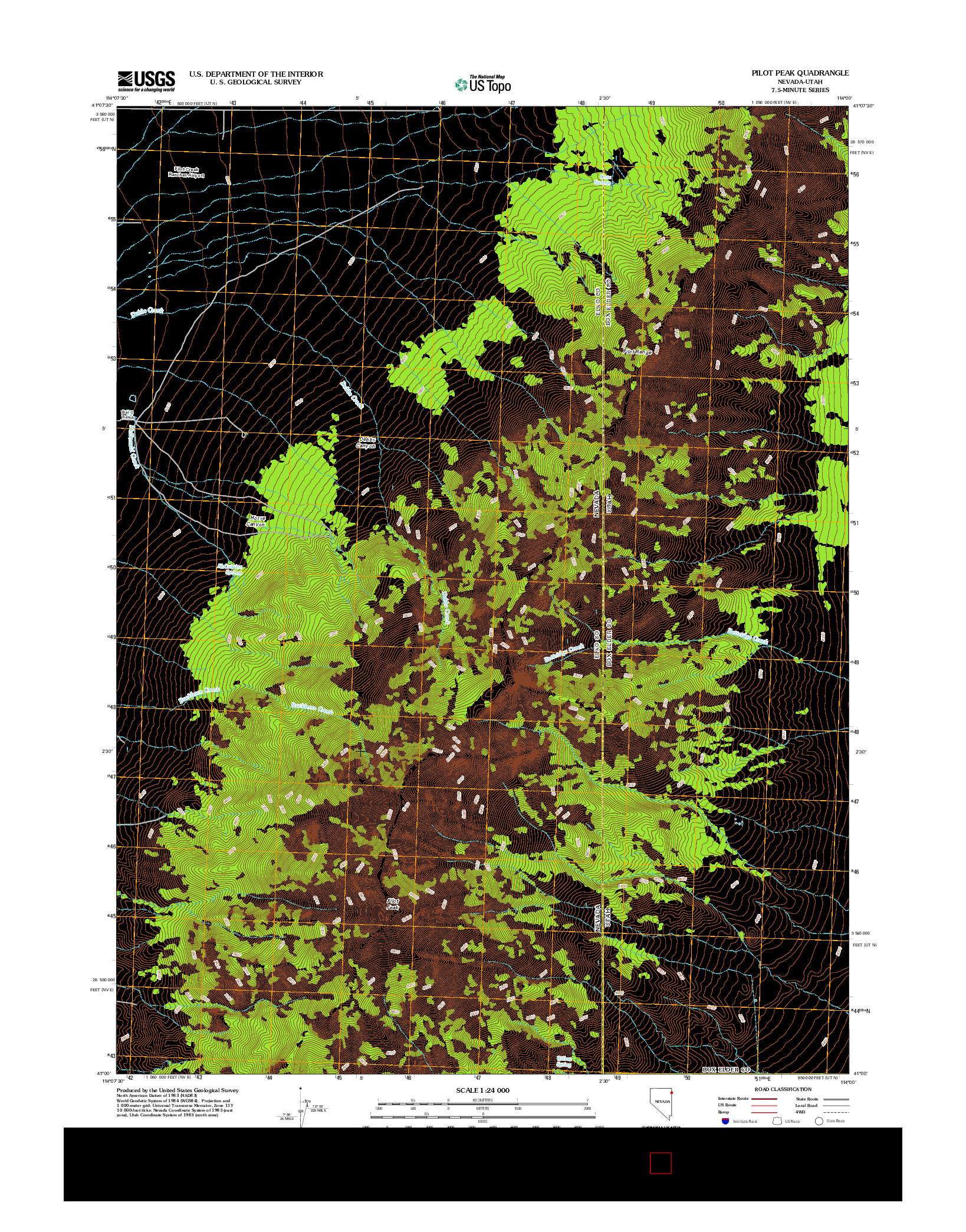 USGS US TOPO 7.5-MINUTE MAP FOR PILOT PEAK, NV-UT 2012