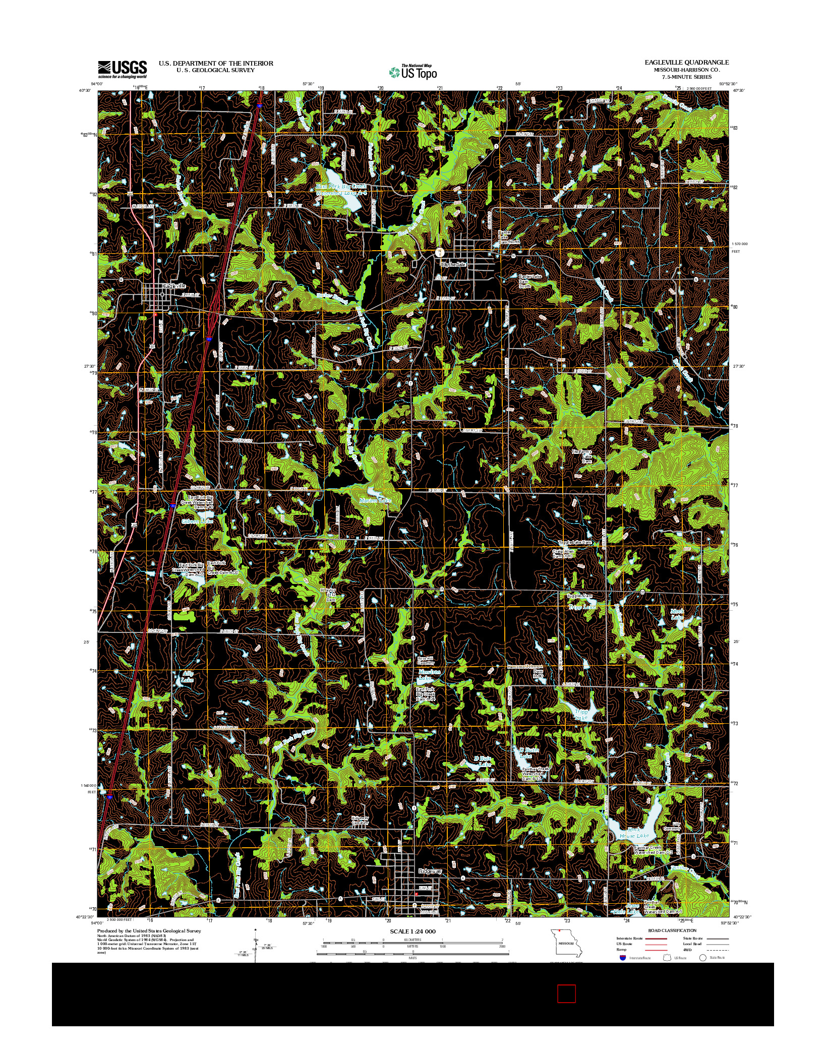 USGS US TOPO 7.5-MINUTE MAP FOR EAGLEVILLE, MO 2012