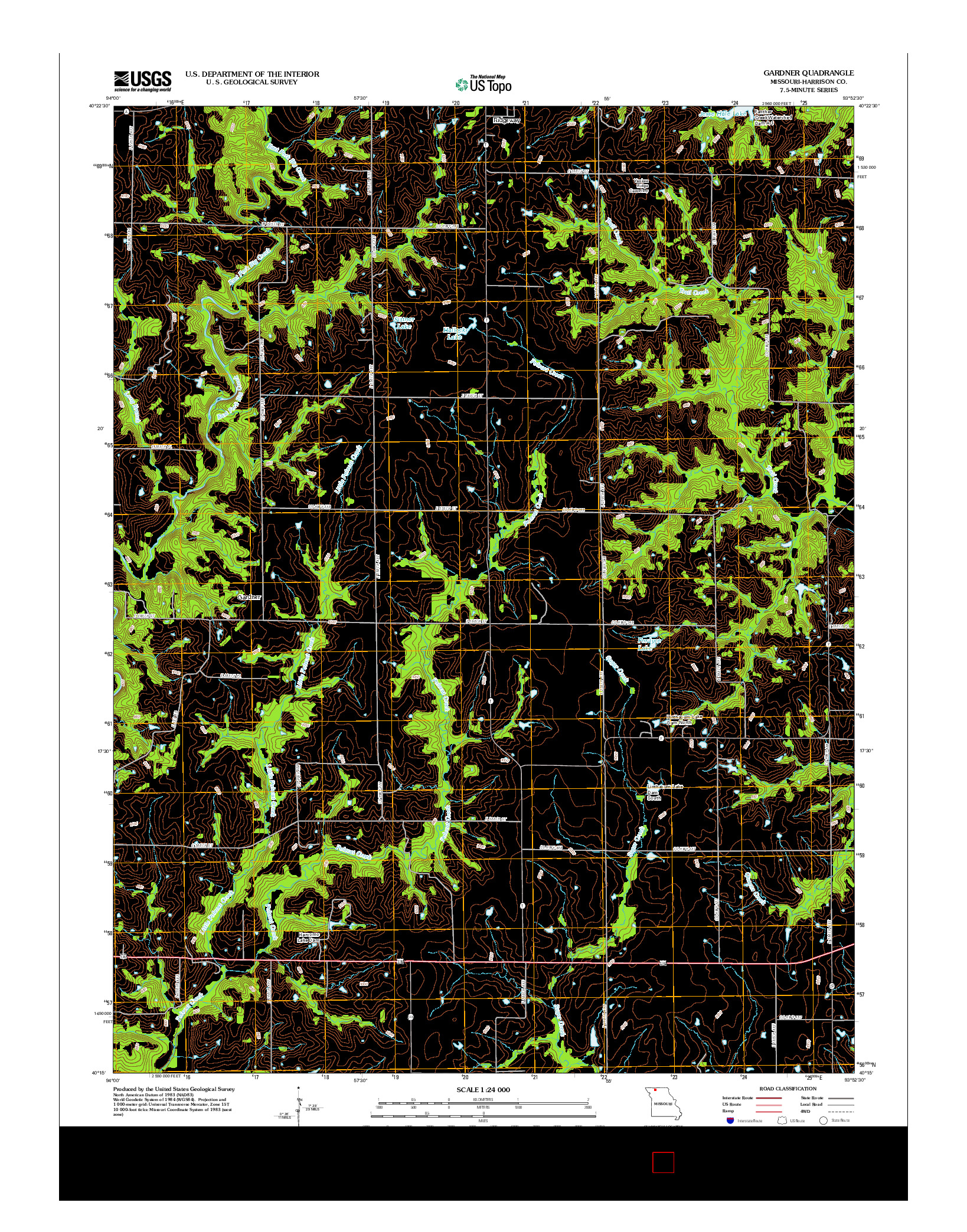 USGS US TOPO 7.5-MINUTE MAP FOR GARDNER, MO 2012