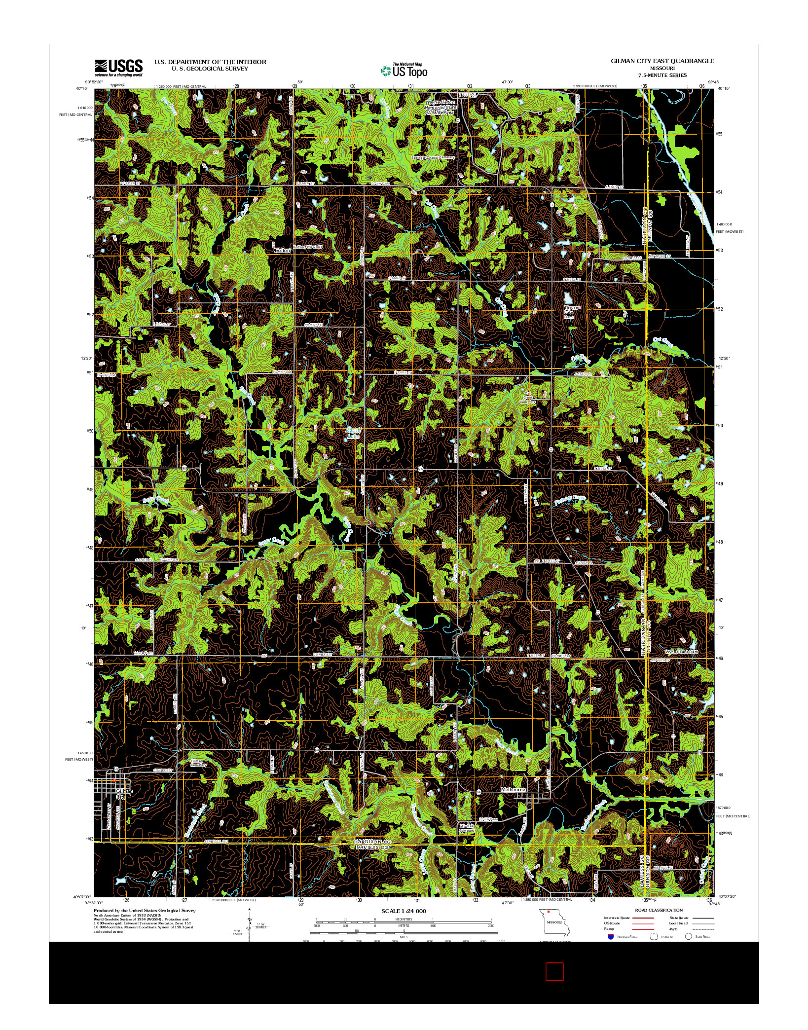 USGS US TOPO 7.5-MINUTE MAP FOR GILMAN CITY EAST, MO 2012
