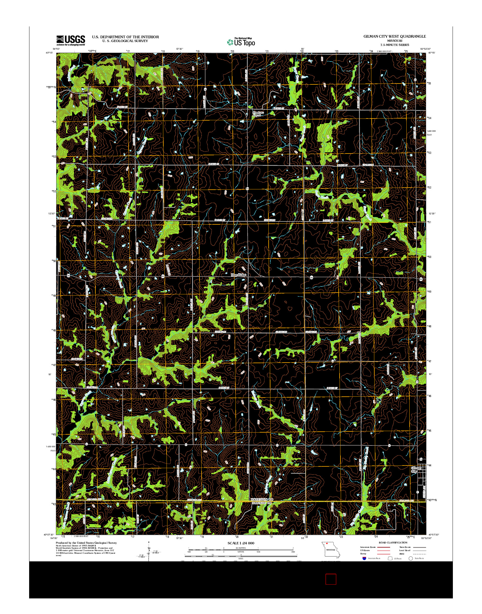 USGS US TOPO 7.5-MINUTE MAP FOR GILMAN CITY WEST, MO 2012