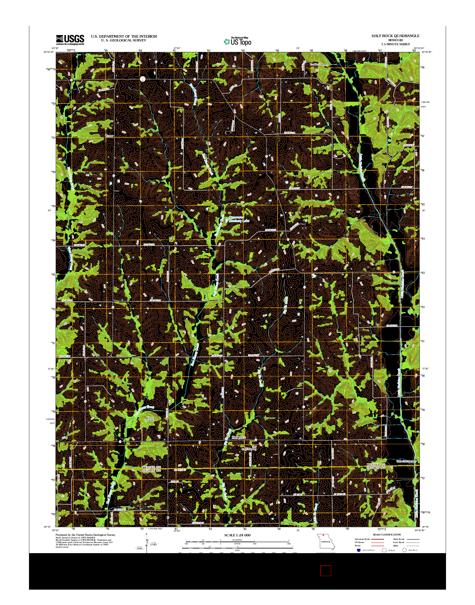 USGS US TOPO 7.5-MINUTE MAP FOR HALF ROCK, MO 2012