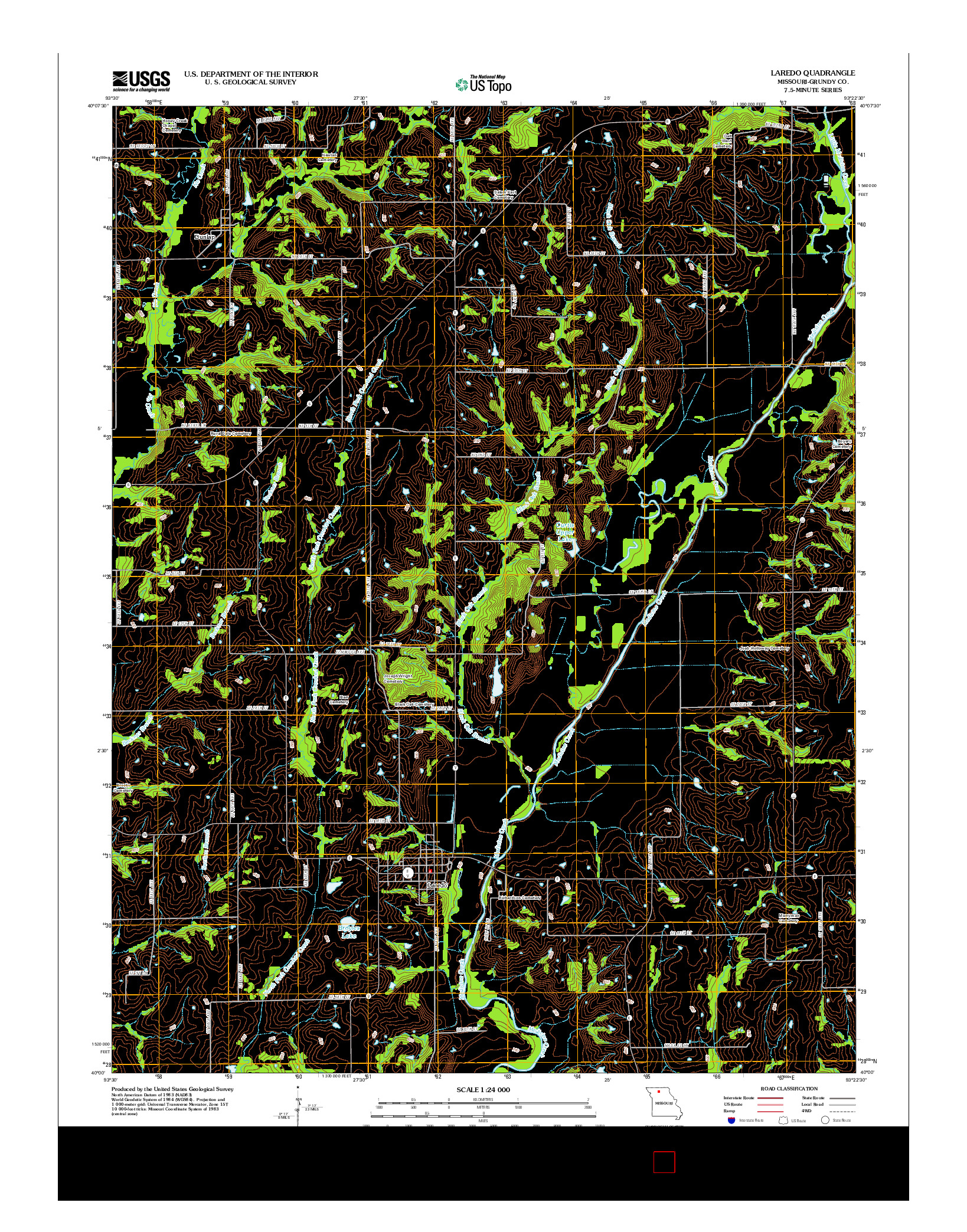 USGS US TOPO 7.5-MINUTE MAP FOR LAREDO, MO 2012