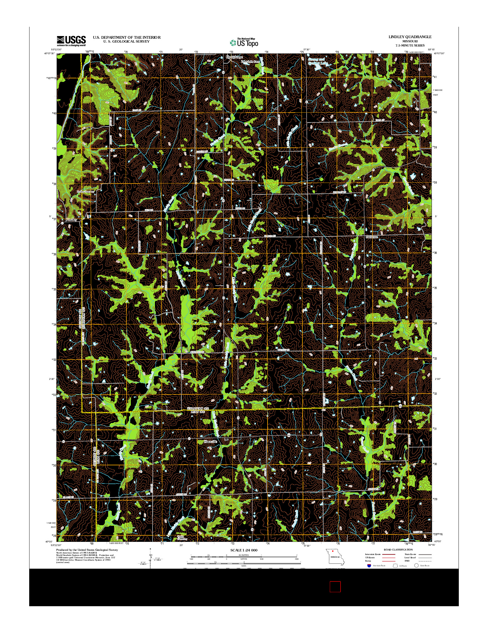 USGS US TOPO 7.5-MINUTE MAP FOR LINDLEY, MO 2012