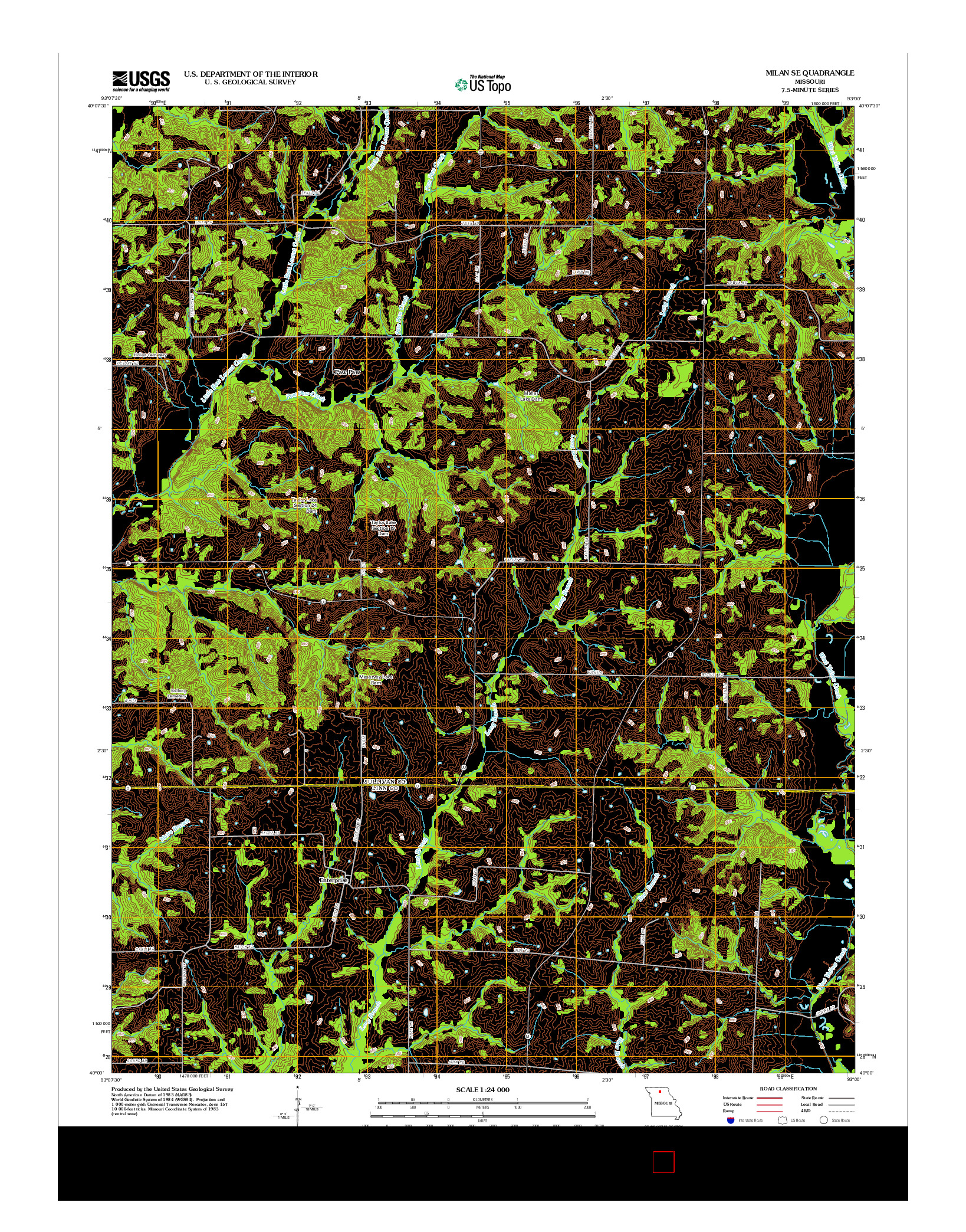 USGS US TOPO 7.5-MINUTE MAP FOR MILAN SE, MO 2012