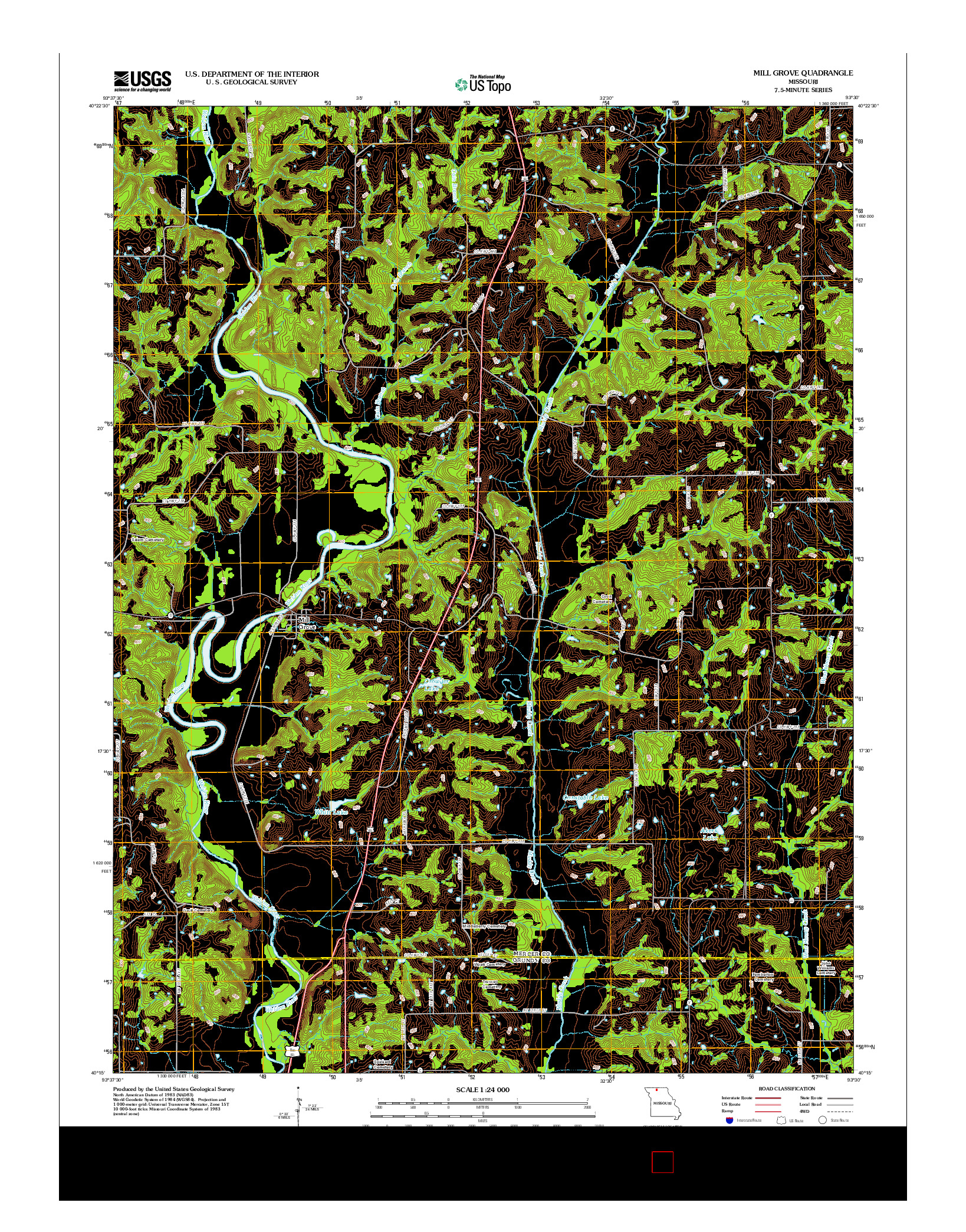 USGS US TOPO 7.5-MINUTE MAP FOR MILL GROVE, MO 2012