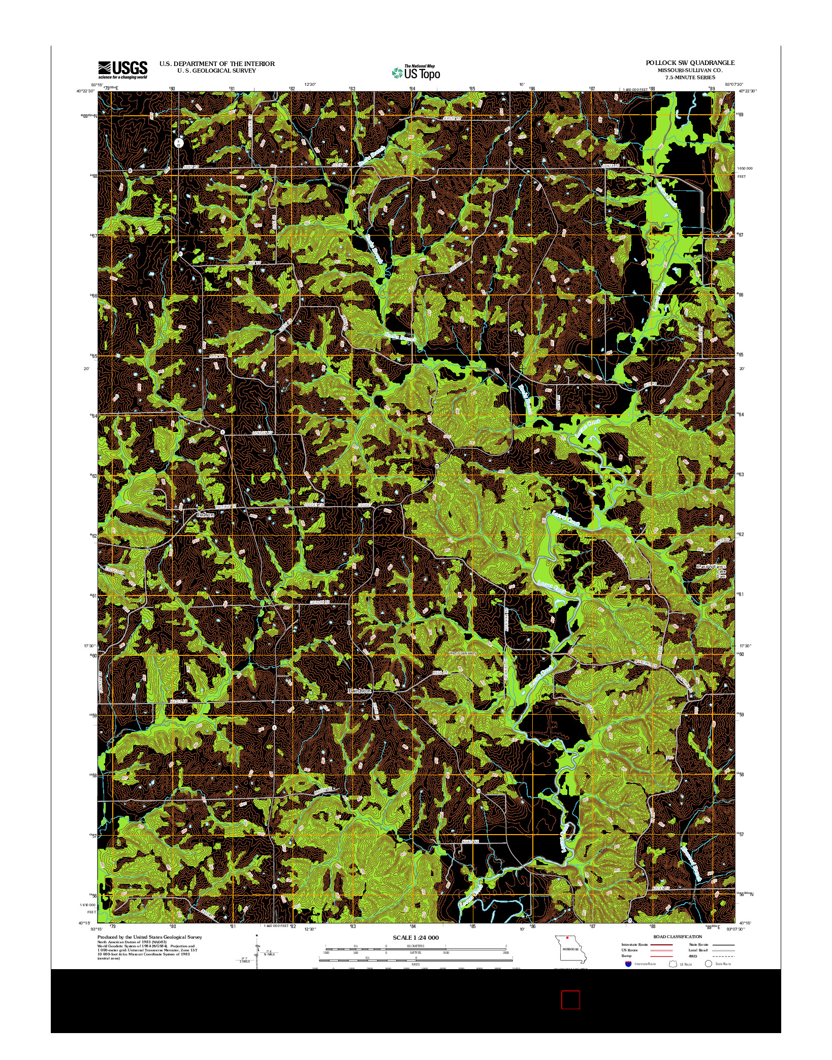 USGS US TOPO 7.5-MINUTE MAP FOR POLLOCK SW, MO 2012
