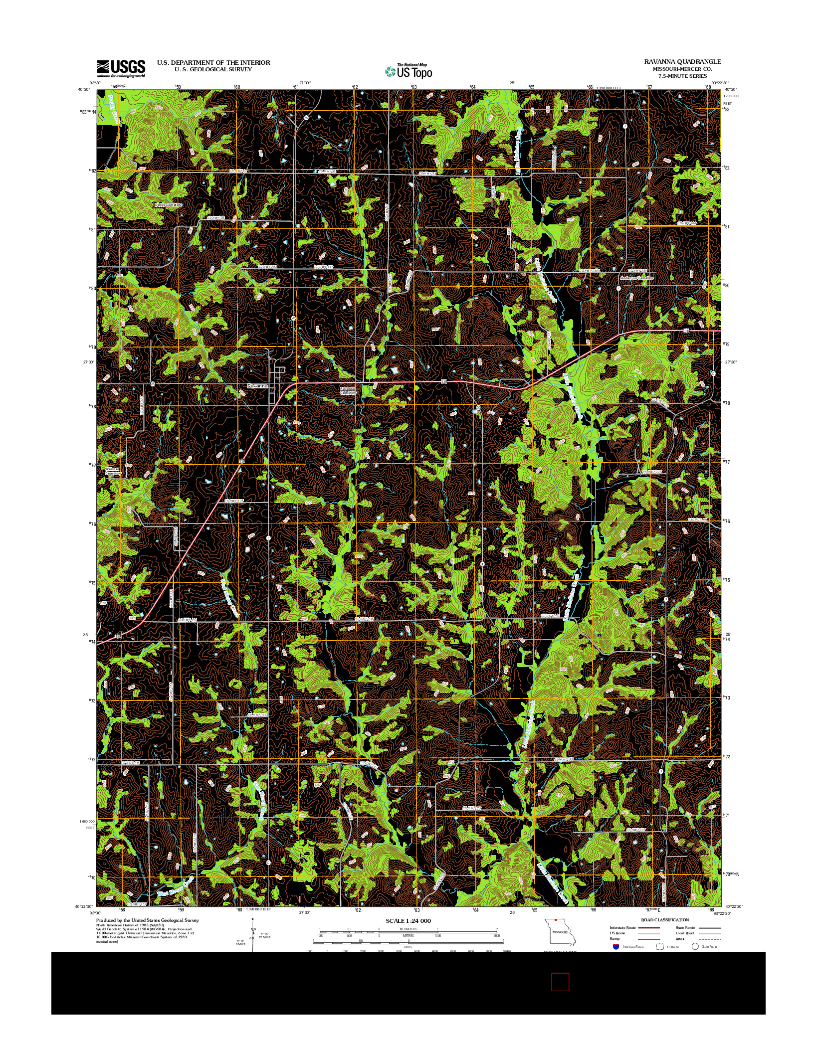 USGS US TOPO 7.5-MINUTE MAP FOR RAVANNA, MO 2012