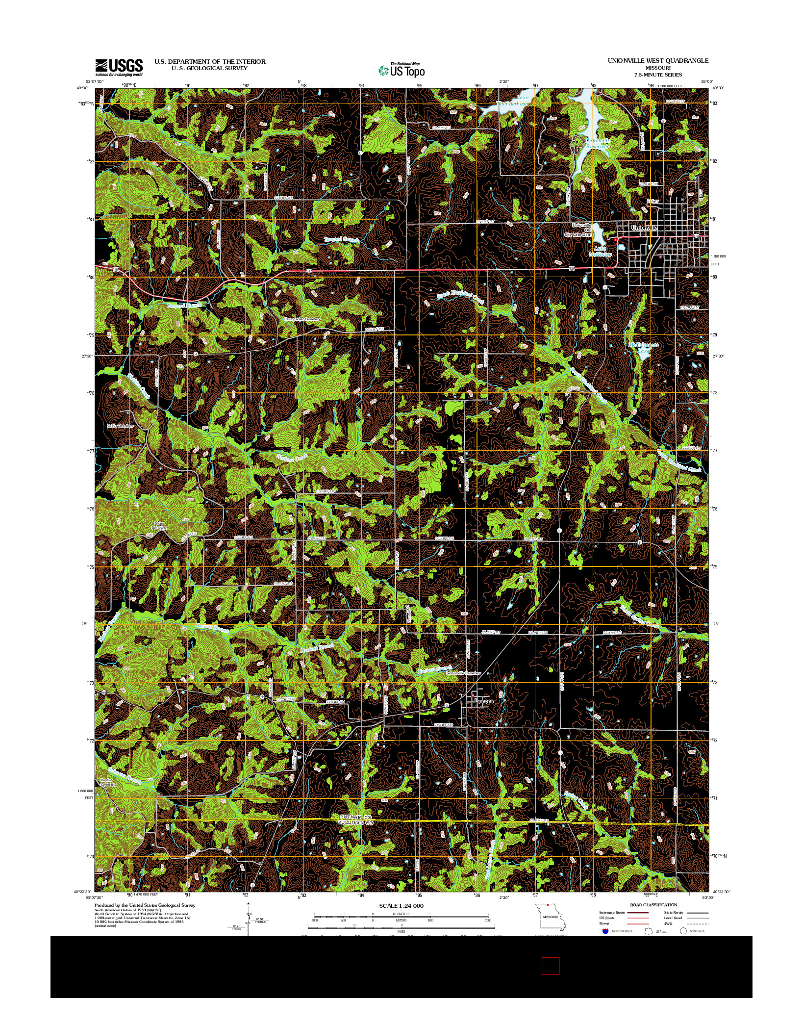 USGS US TOPO 7.5-MINUTE MAP FOR UNIONVILLE WEST, MO 2012