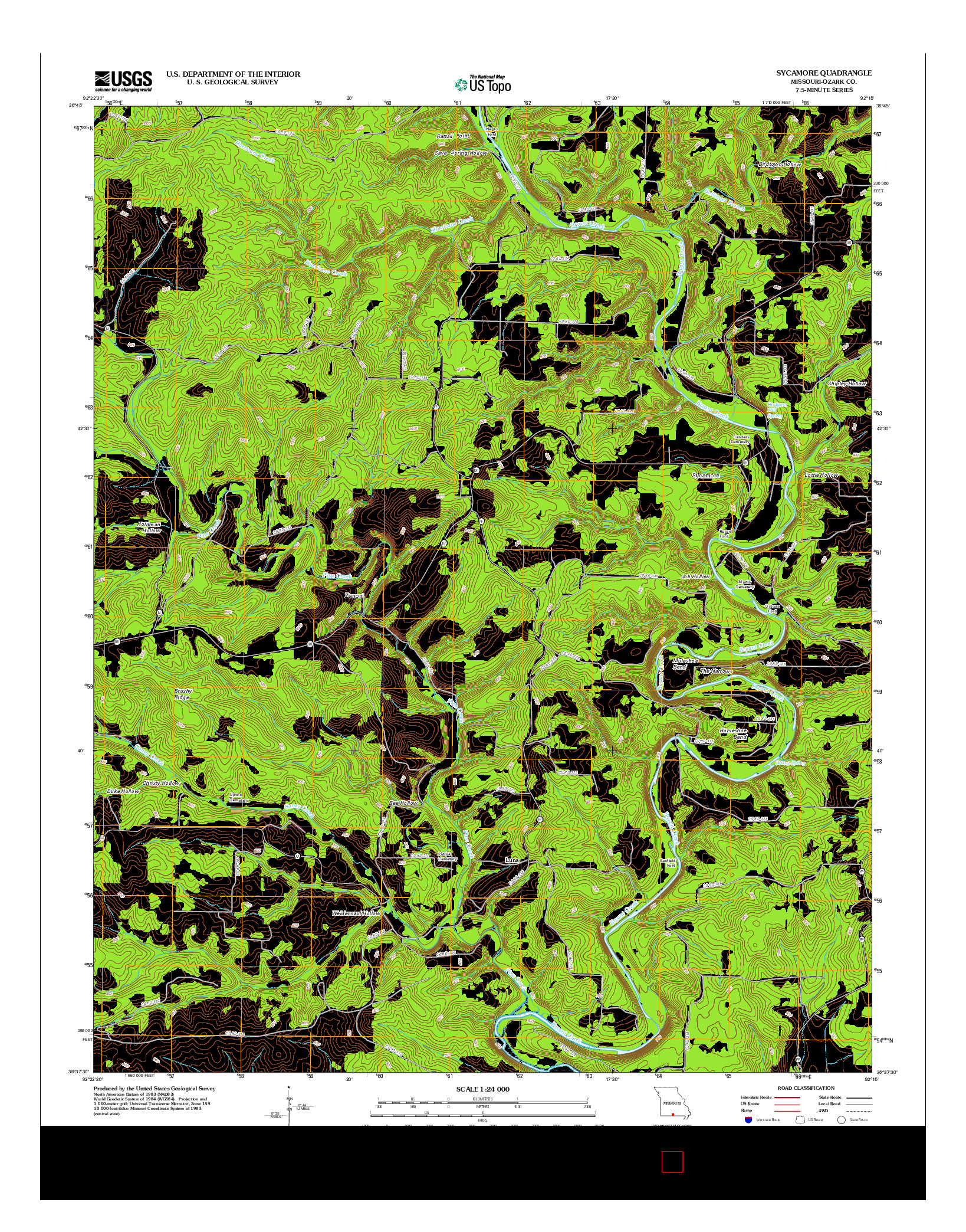 USGS US TOPO 7.5-MINUTE MAP FOR SYCAMORE, MO 2012
