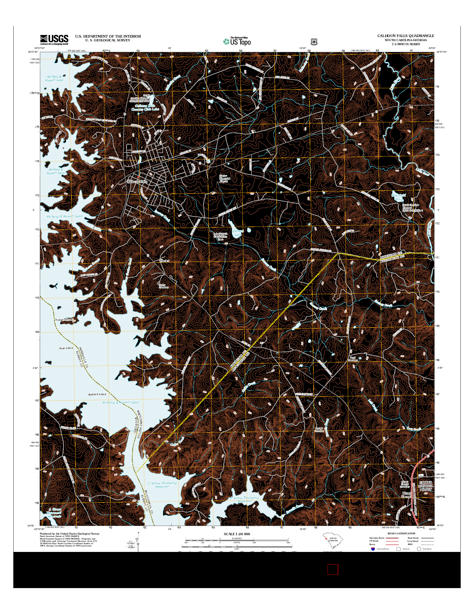 USGS US TOPO 7.5-MINUTE MAP FOR CALHOUN FALLS, SC-GA 2012