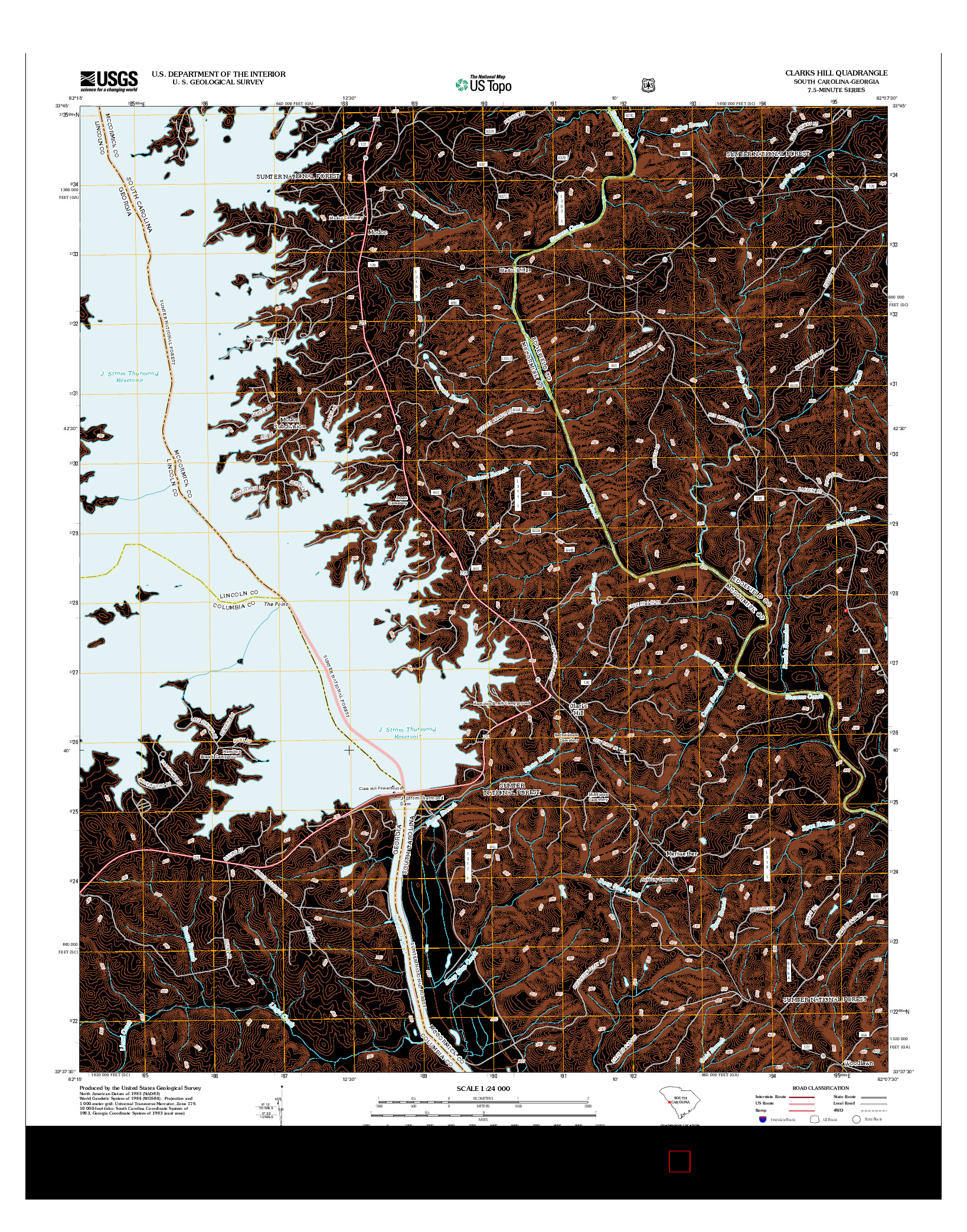 USGS US TOPO 7.5-MINUTE MAP FOR CLARKS HILL, SC-GA 2012