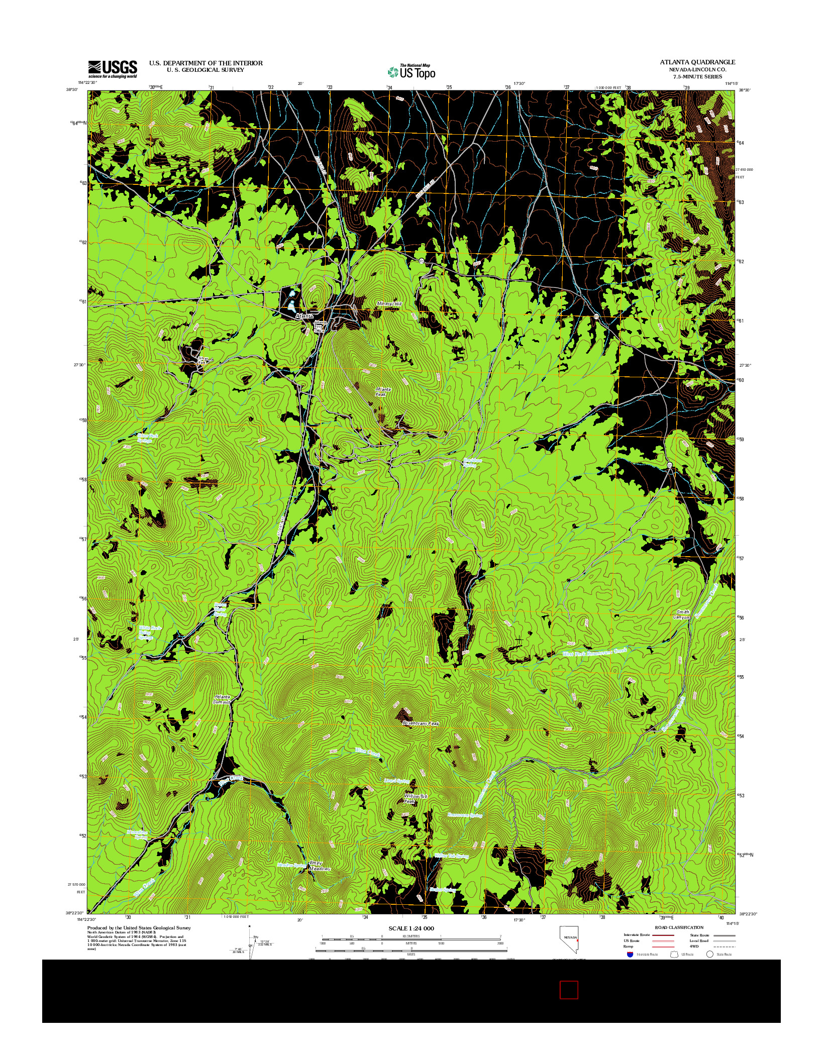 USGS US TOPO 7.5-MINUTE MAP FOR ATLANTA, NV 2012