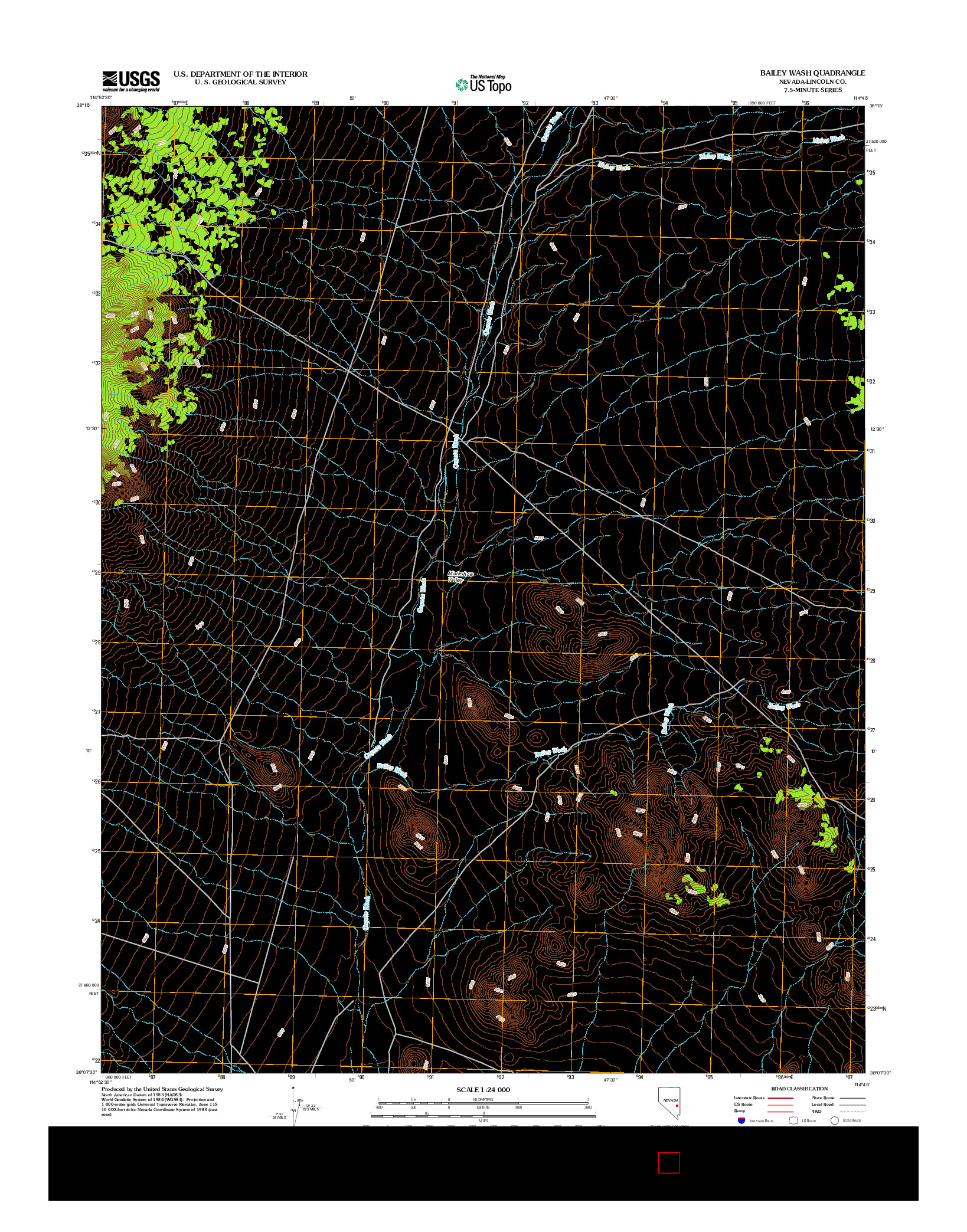 USGS US TOPO 7.5-MINUTE MAP FOR BAILEY WASH, NV 2012