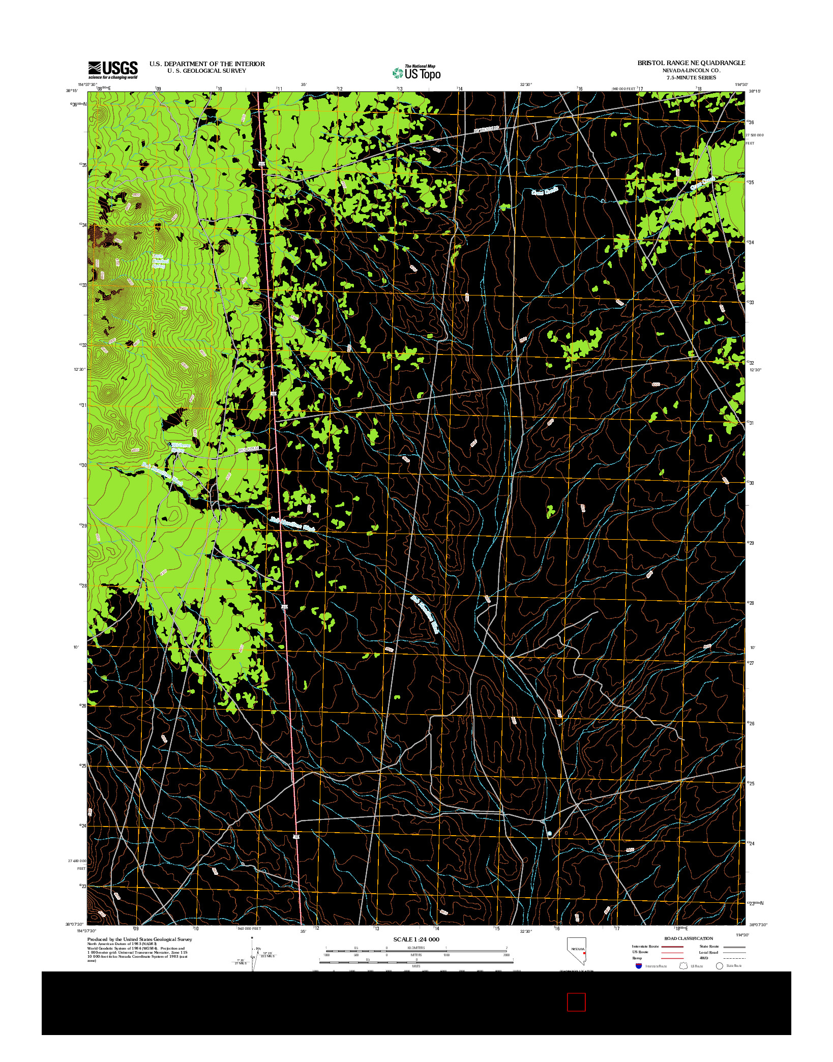 USGS US TOPO 7.5-MINUTE MAP FOR BRISTOL RANGE NE, NV 2012