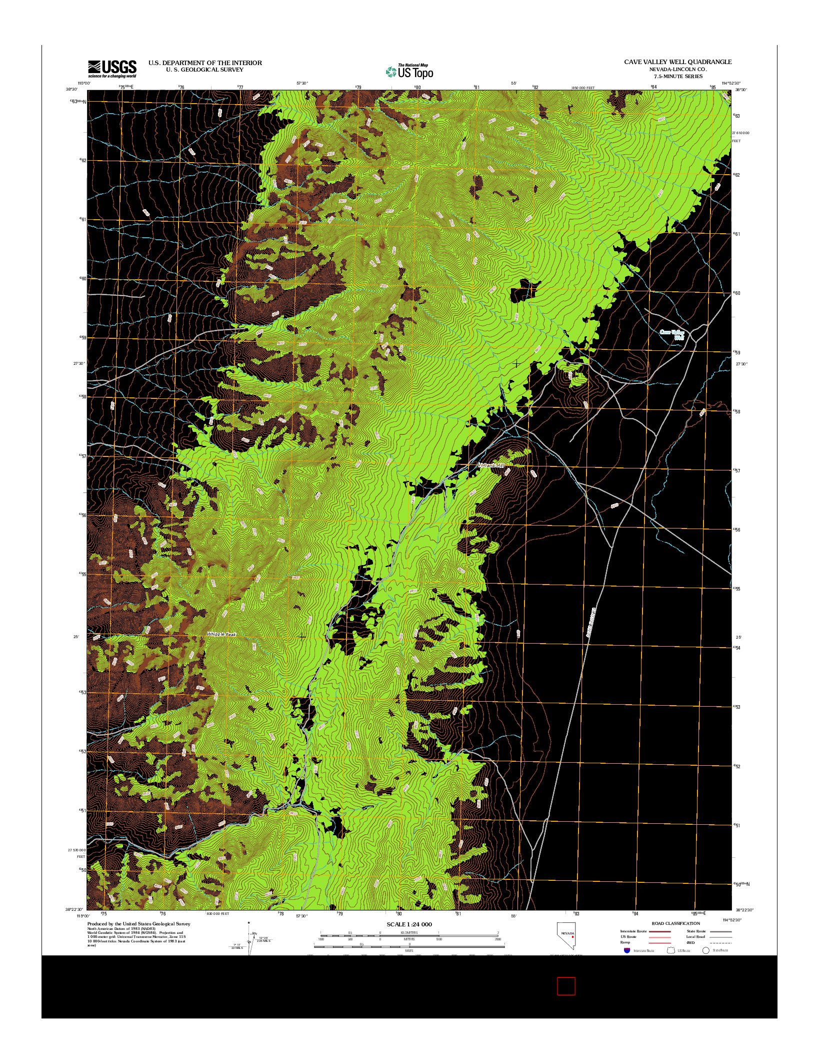 USGS US TOPO 7.5-MINUTE MAP FOR CAVE VALLEY WELL, NV 2012