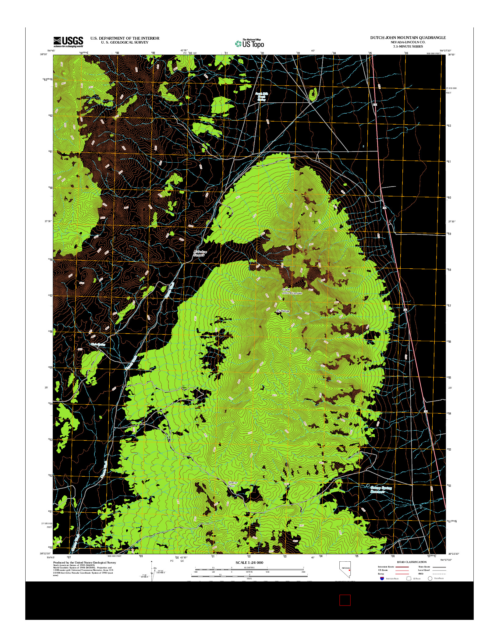 USGS US TOPO 7.5-MINUTE MAP FOR DUTCH JOHN MOUNTAIN, NV 2012