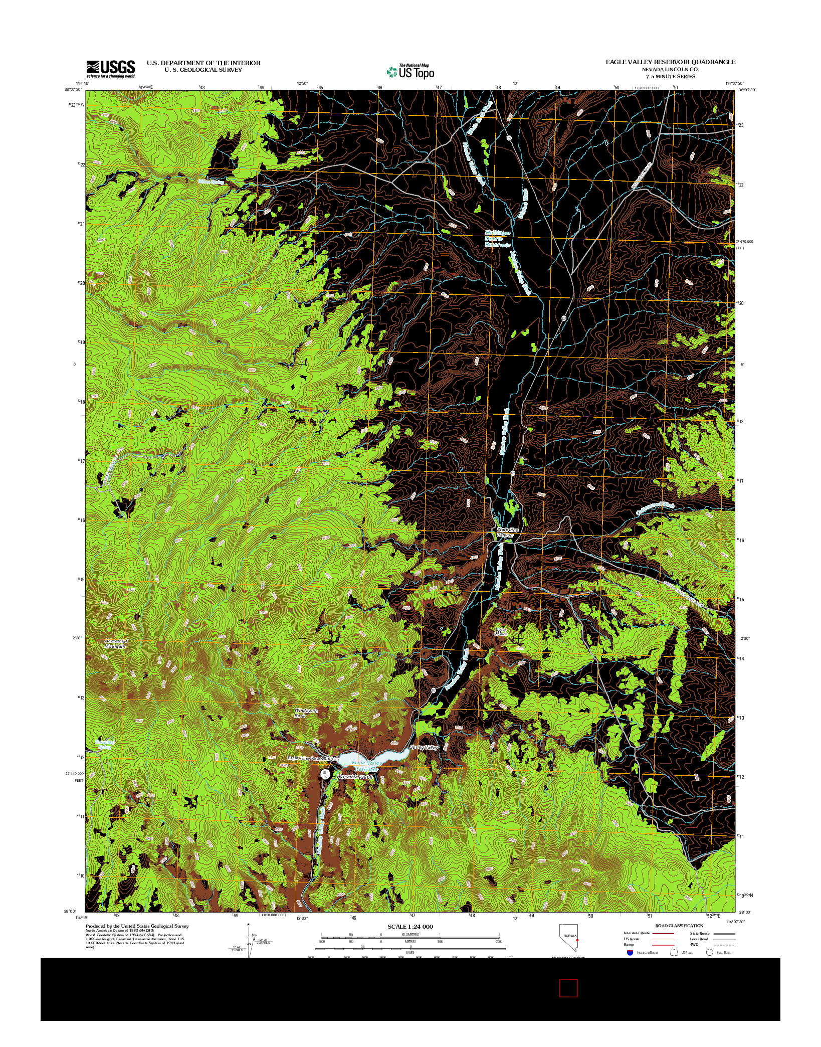 USGS US TOPO 7.5-MINUTE MAP FOR EAGLE VALLEY RESERVOIR, NV 2012