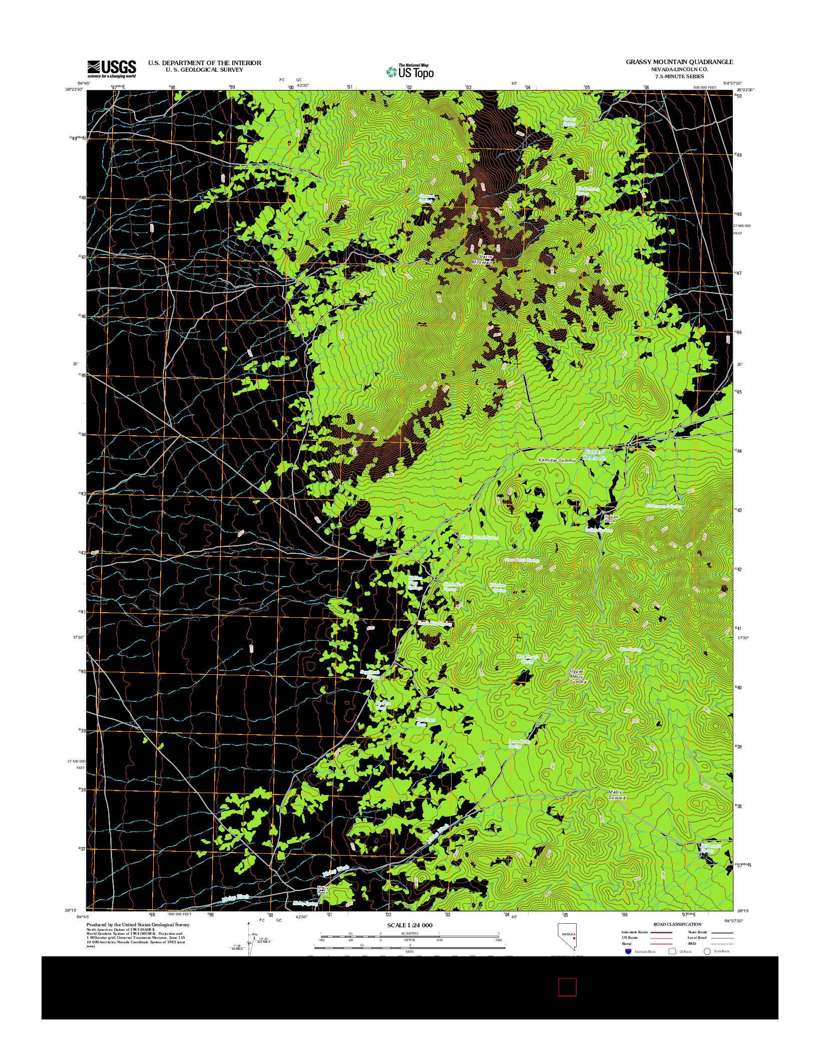 USGS US TOPO 7.5-MINUTE MAP FOR GRASSY MOUNTAIN, NV 2012