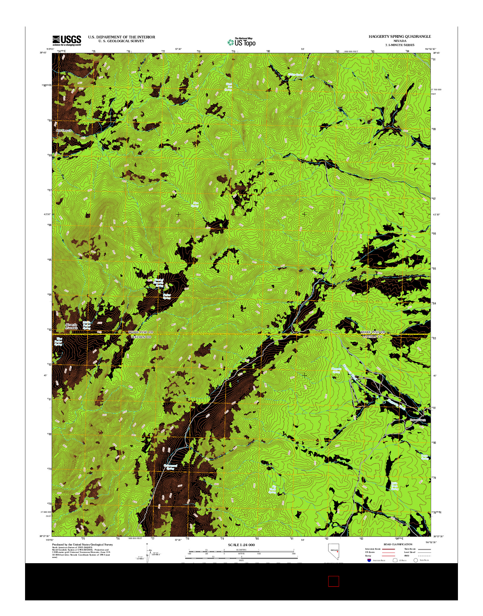 USGS US TOPO 7.5-MINUTE MAP FOR HAGGERTY SPRING, NV 2012