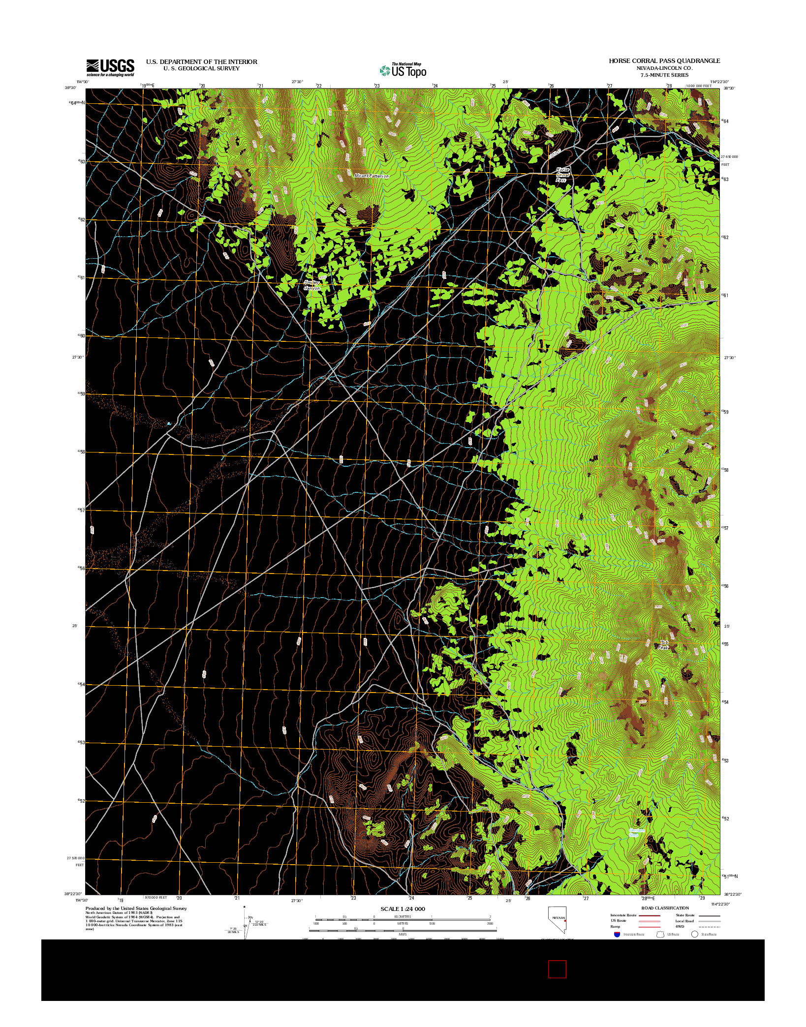 USGS US TOPO 7.5-MINUTE MAP FOR HORSE CORRAL PASS, NV 2012