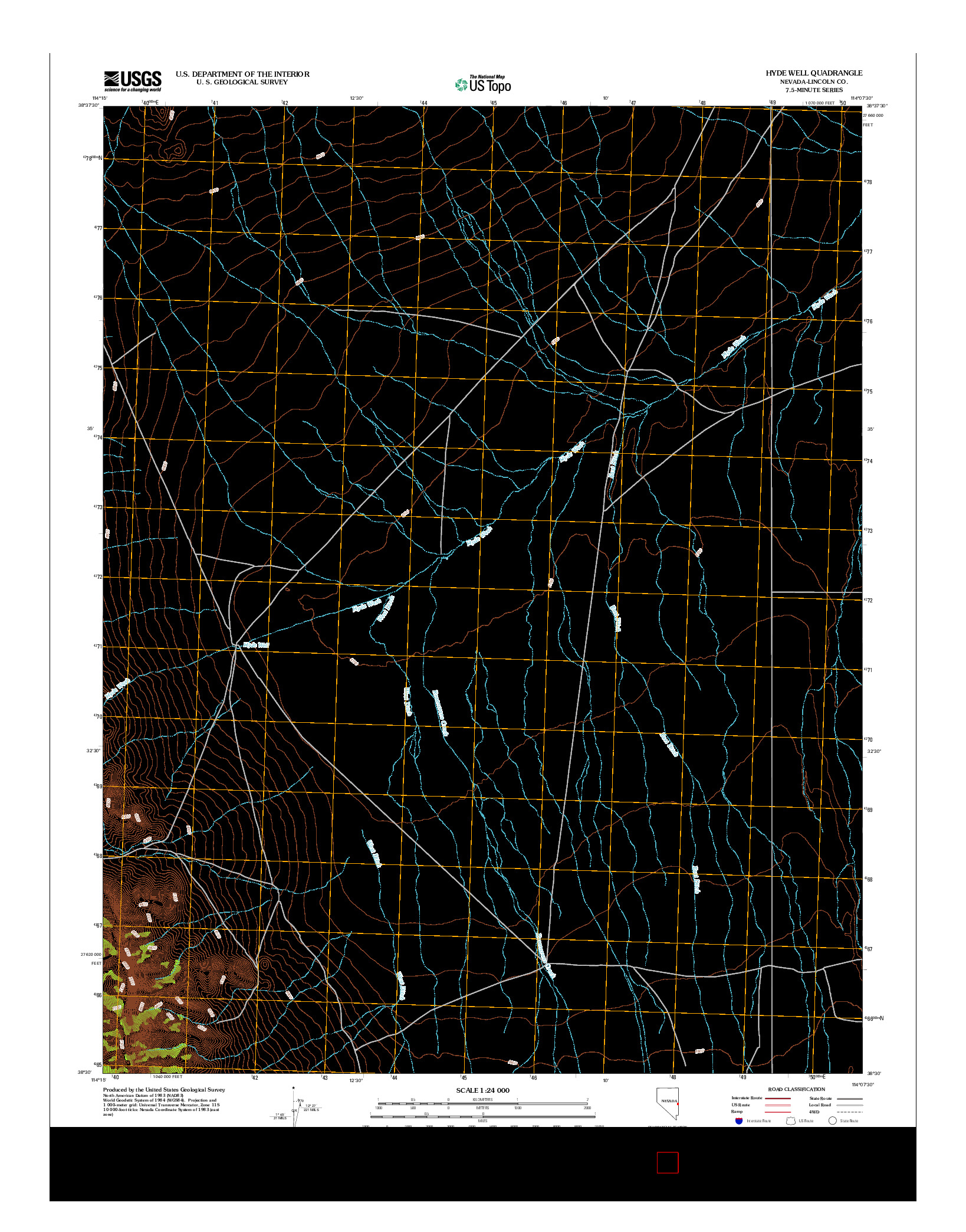 USGS US TOPO 7.5-MINUTE MAP FOR HYDE WELL, NV 2012