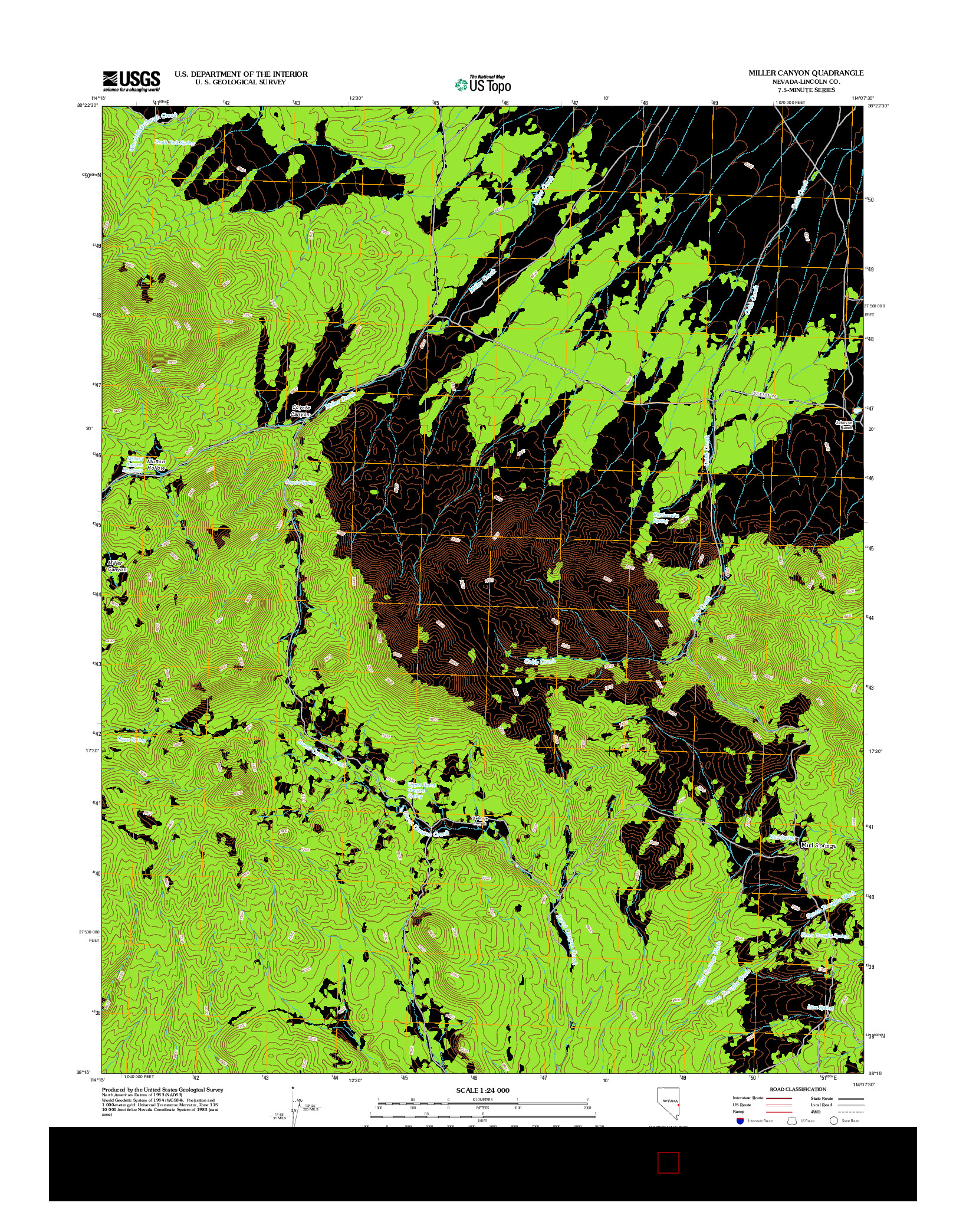 USGS US TOPO 7.5-MINUTE MAP FOR MILLER CANYON, NV 2012