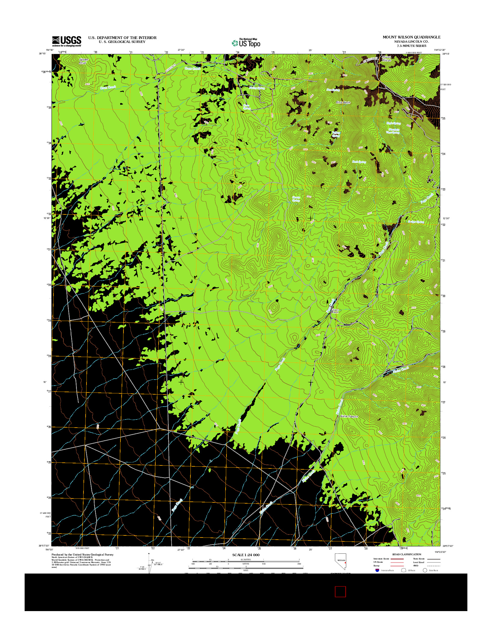 USGS US TOPO 7.5-MINUTE MAP FOR MOUNT WILSON, NV 2012