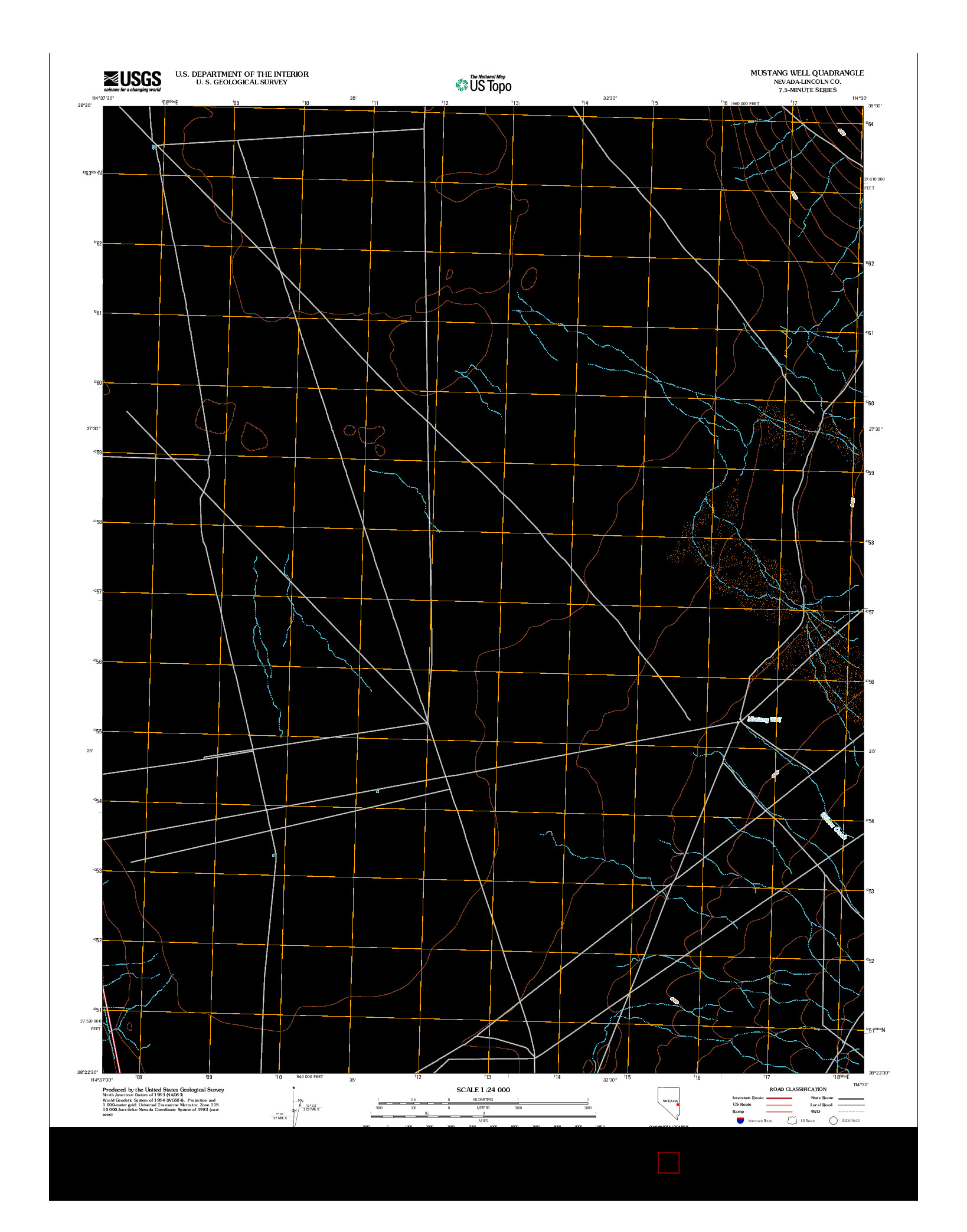USGS US TOPO 7.5-MINUTE MAP FOR MUSTANG WELL, NV 2012