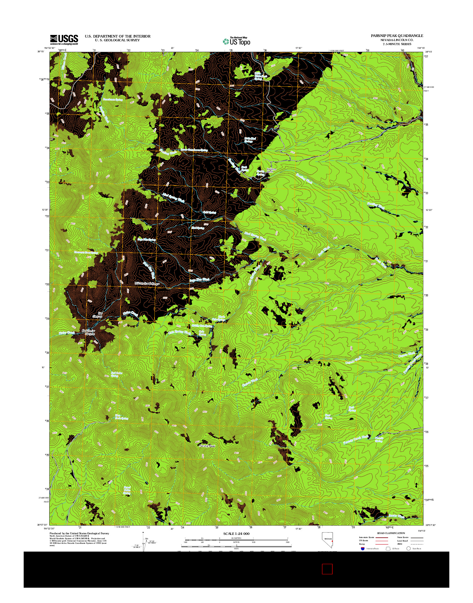 USGS US TOPO 7.5-MINUTE MAP FOR PARSNIP PEAK, NV 2012