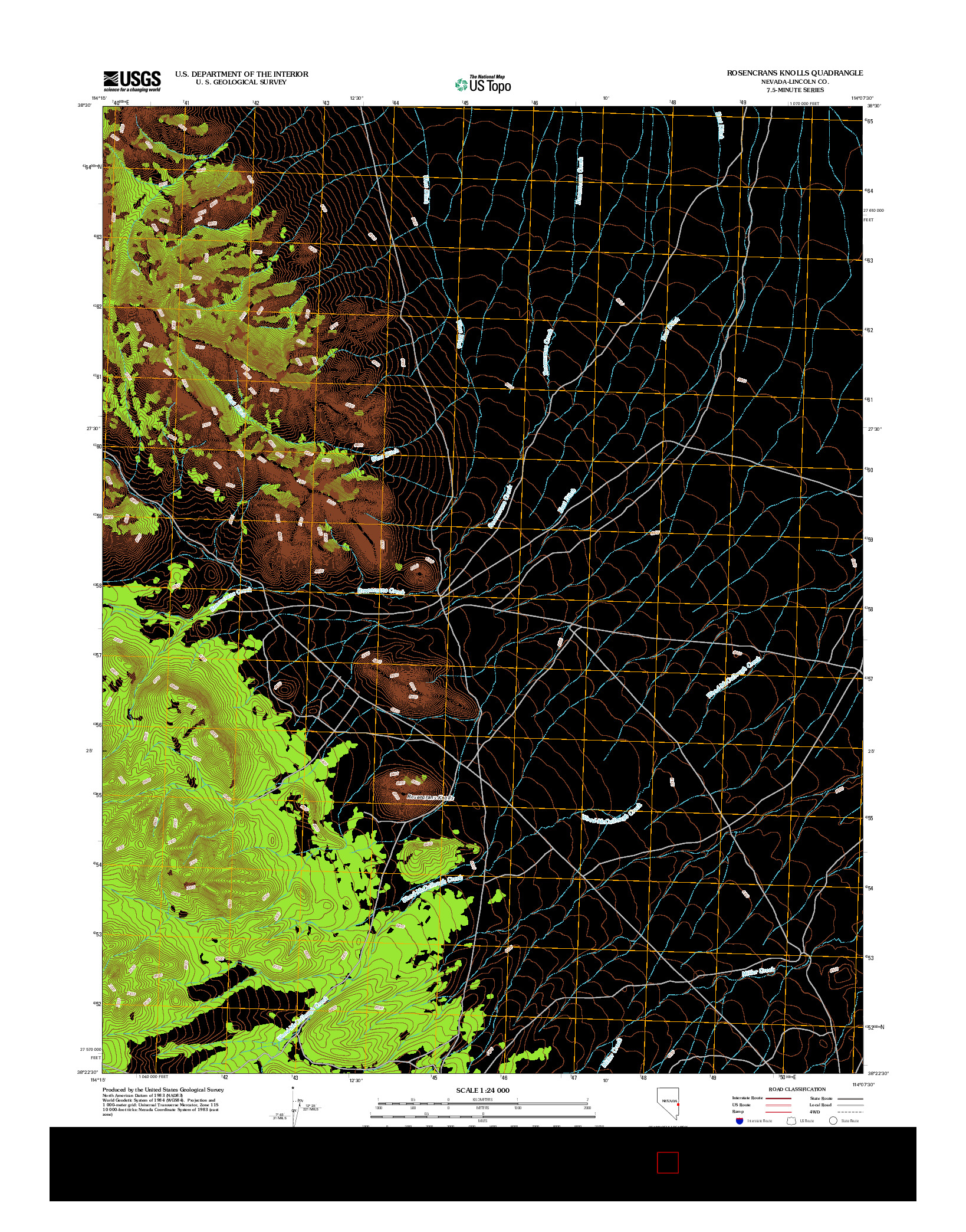 USGS US TOPO 7.5-MINUTE MAP FOR ROSENCRANS KNOLLS, NV 2012