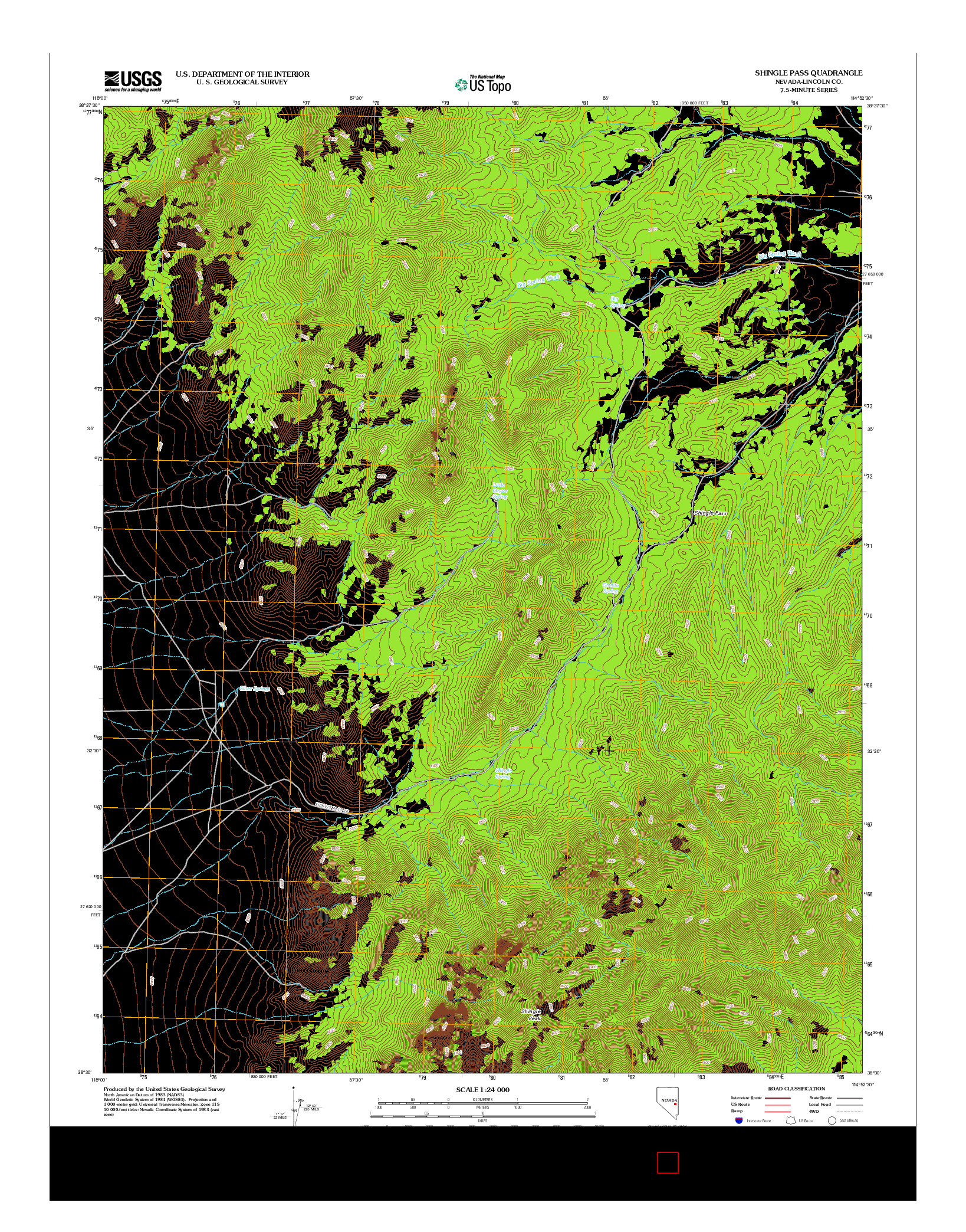 USGS US TOPO 7.5-MINUTE MAP FOR SHINGLE PASS, NV 2012