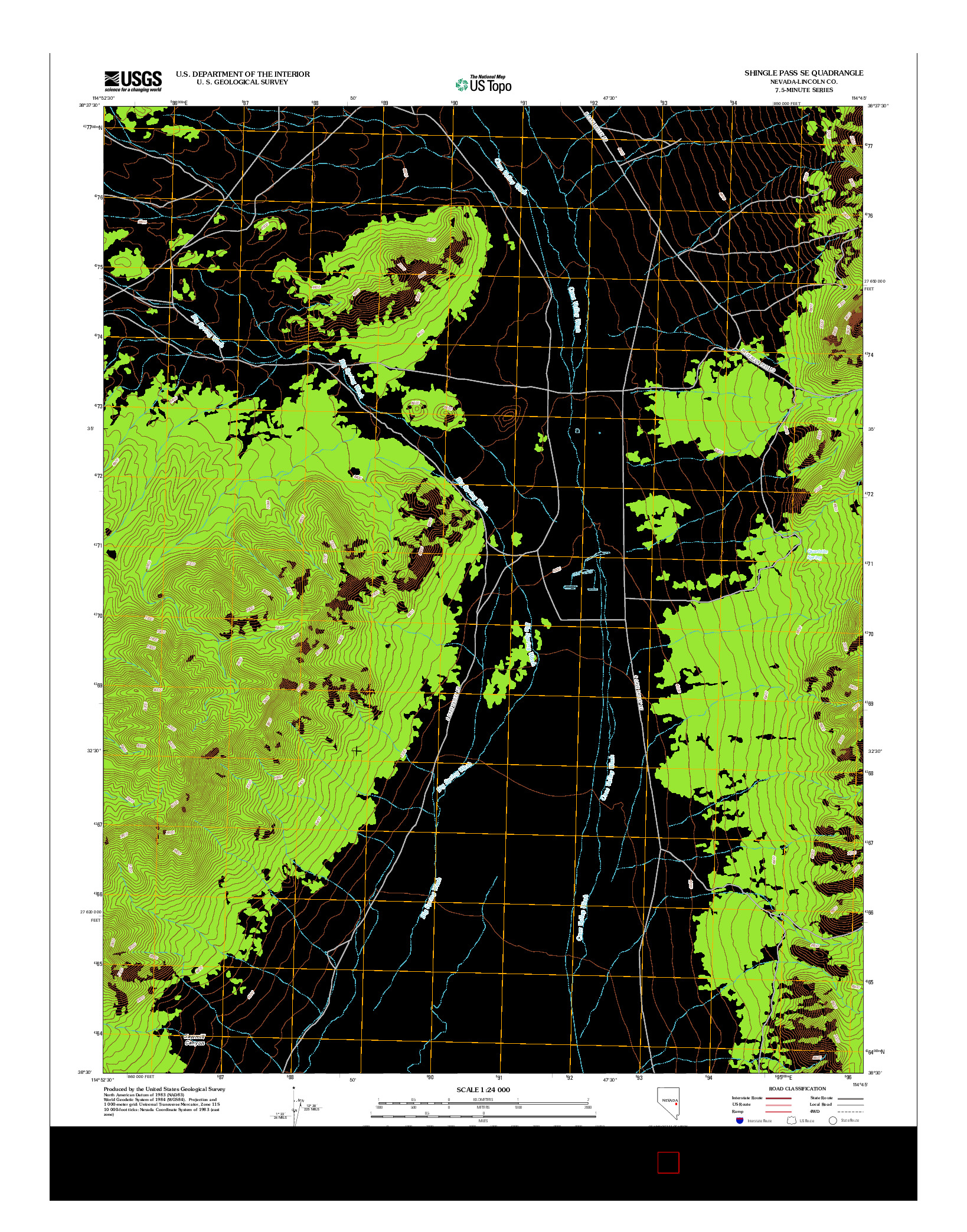 USGS US TOPO 7.5-MINUTE MAP FOR SHINGLE PASS SE, NV 2012