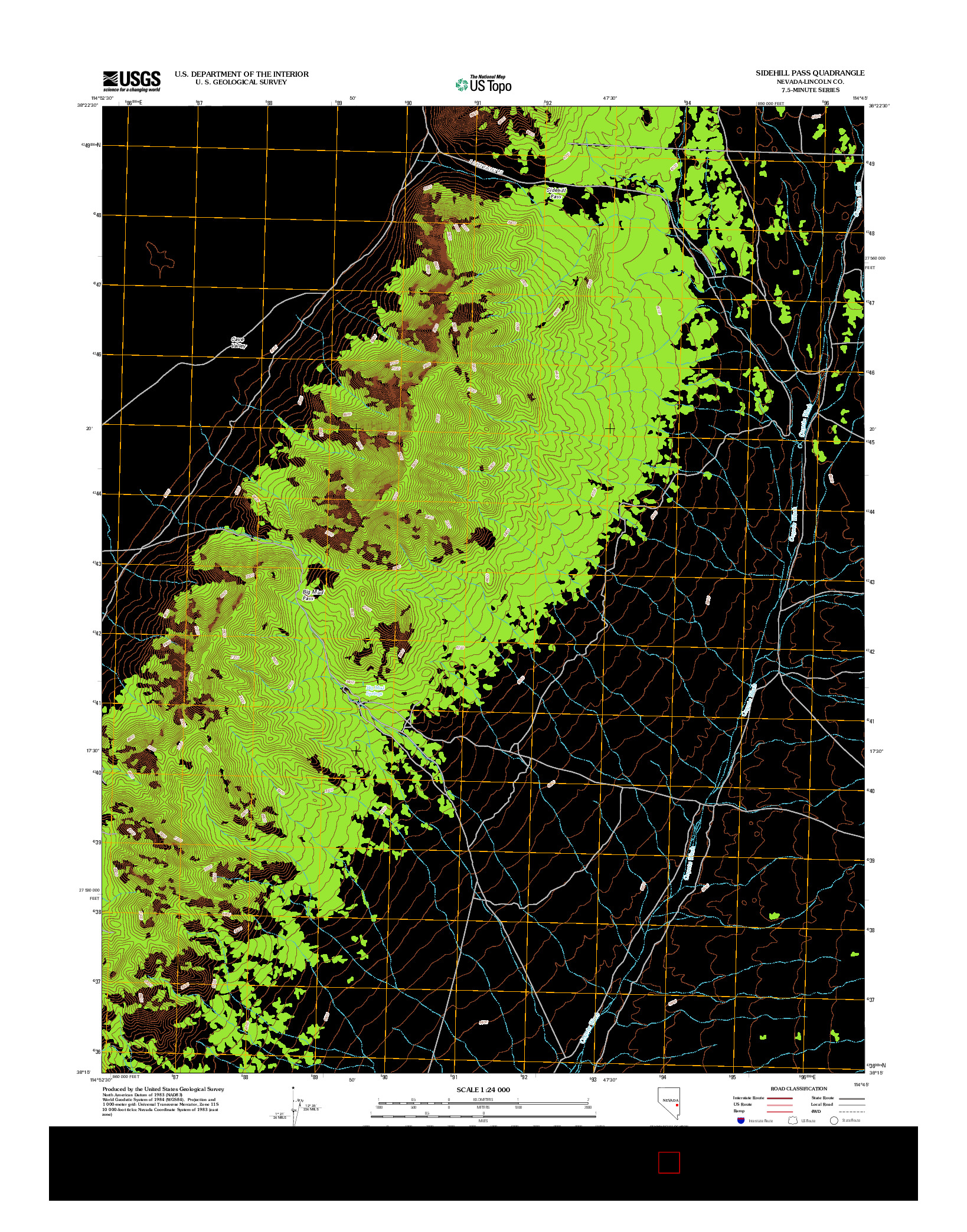 USGS US TOPO 7.5-MINUTE MAP FOR SIDEHILL PASS, NV 2012