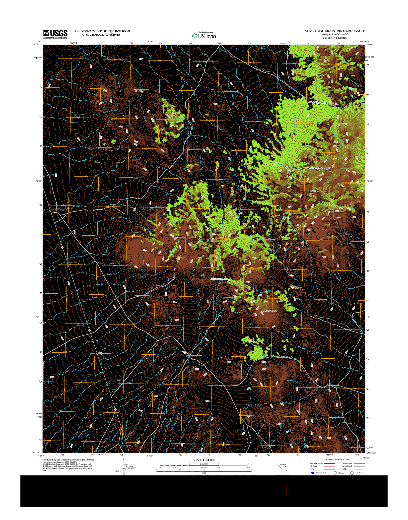 USGS US TOPO 7.5-MINUTE MAP FOR SILVER KING MOUNTAIN, NV 2012