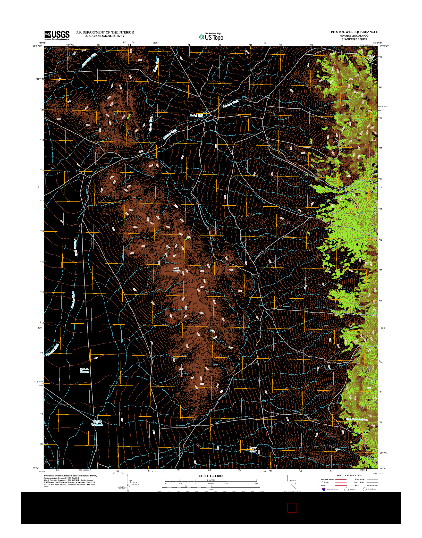 USGS US TOPO 7.5-MINUTE MAP FOR BRISTOL WELL, NV 2012