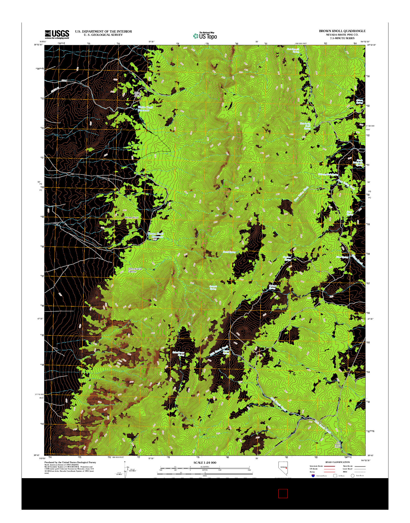 USGS US TOPO 7.5-MINUTE MAP FOR BROWN KNOLL, NV 2012