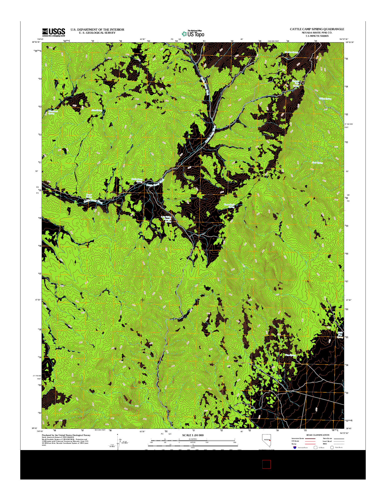 USGS US TOPO 7.5-MINUTE MAP FOR CATTLE CAMP SPRING, NV 2012