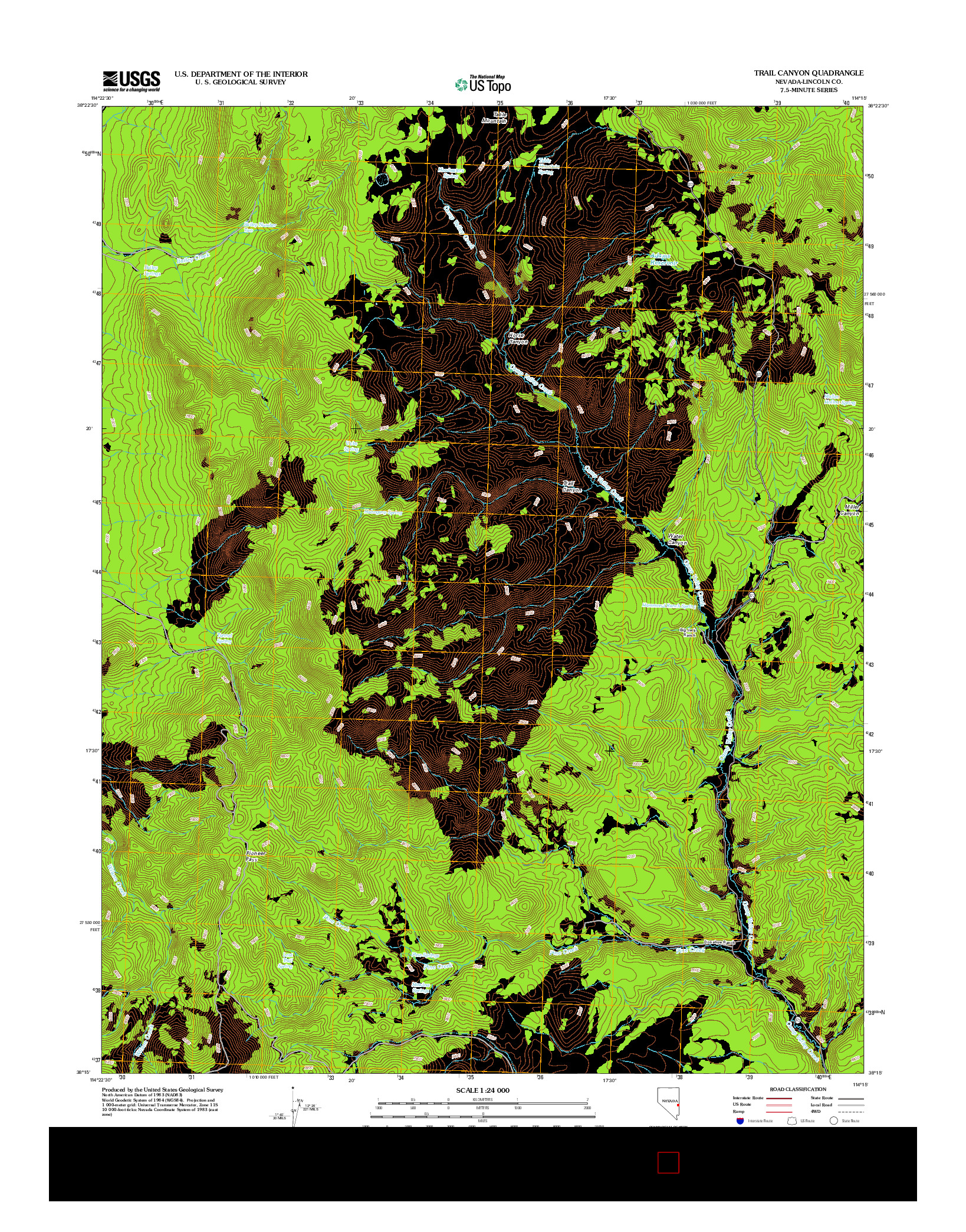 USGS US TOPO 7.5-MINUTE MAP FOR TRAIL CANYON, NV 2012