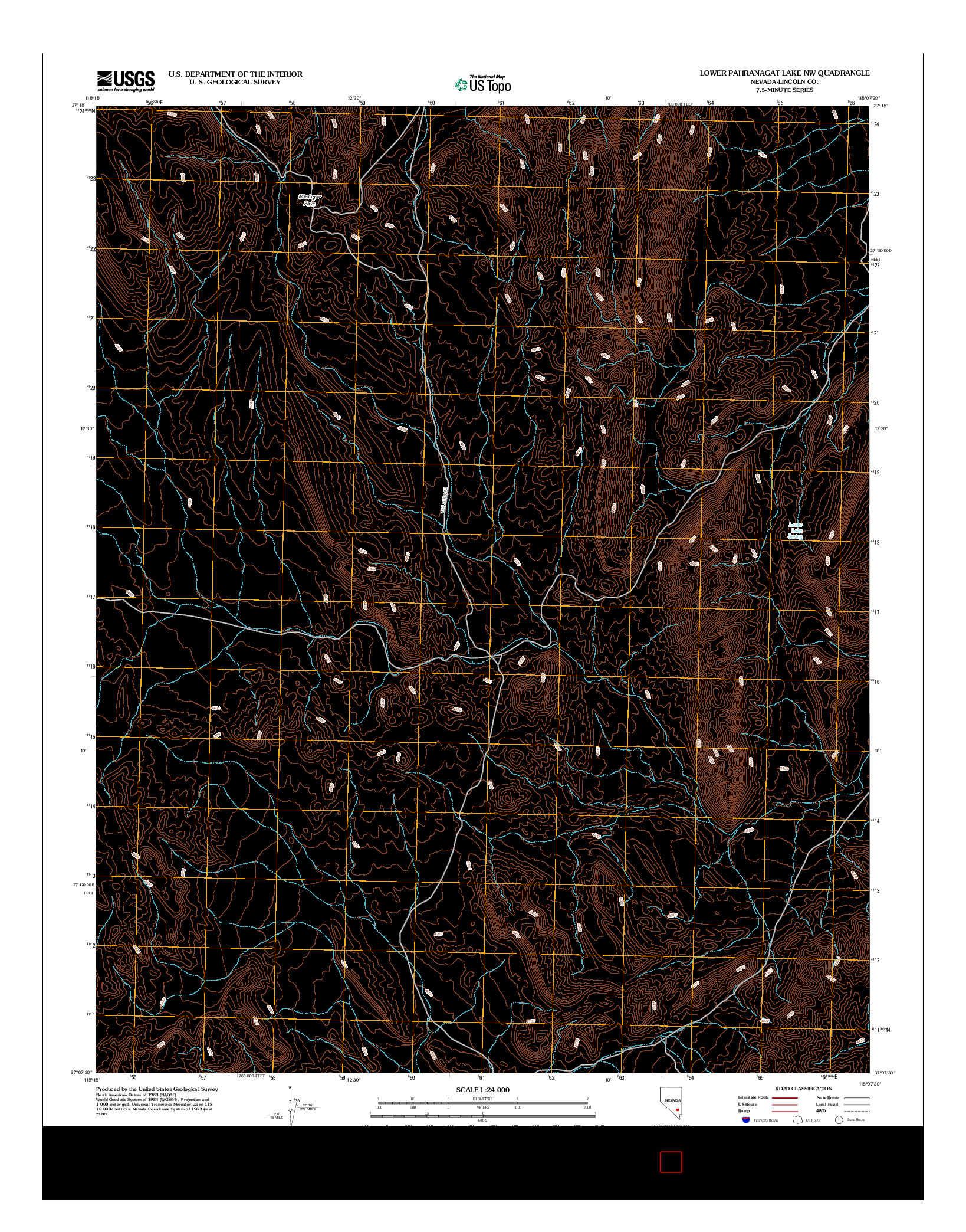 USGS US TOPO 7.5-MINUTE MAP FOR LOWER PAHRANAGAT LAKE NW, NV 2012