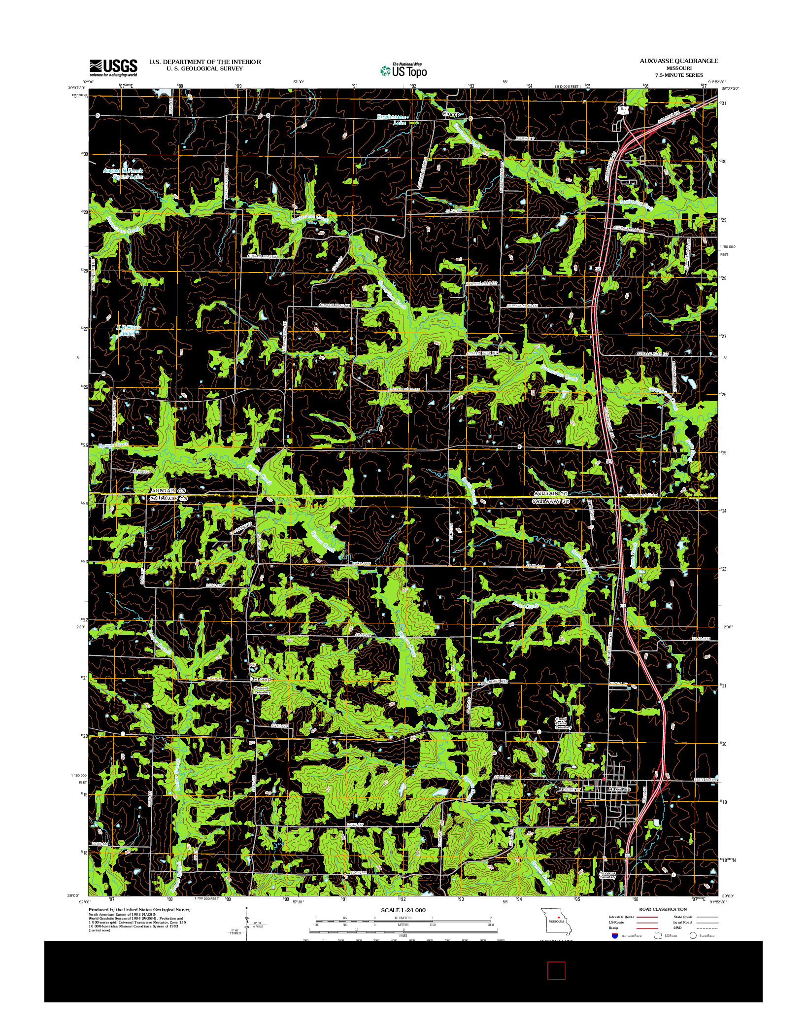 USGS US TOPO 7.5-MINUTE MAP FOR AUXVASSE, MO 2012