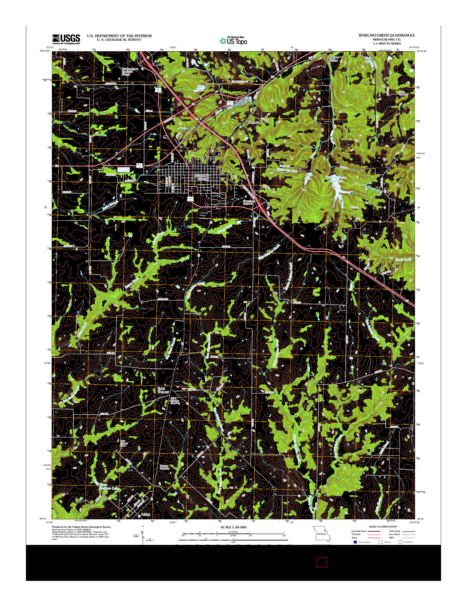 USGS US TOPO 7.5-MINUTE MAP FOR BOWLING GREEN, MO 2012