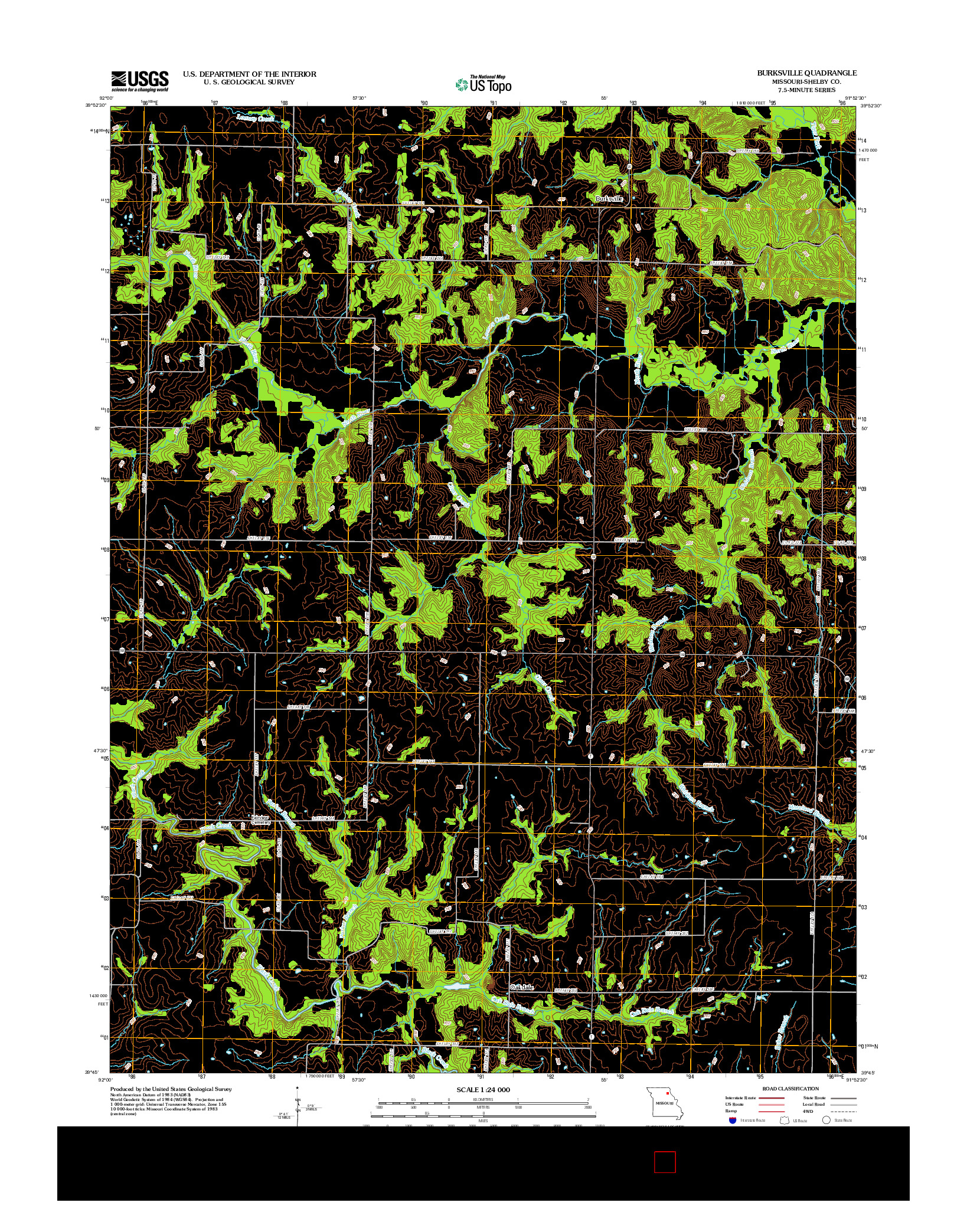 USGS US TOPO 7.5-MINUTE MAP FOR BURKSVILLE, MO 2012