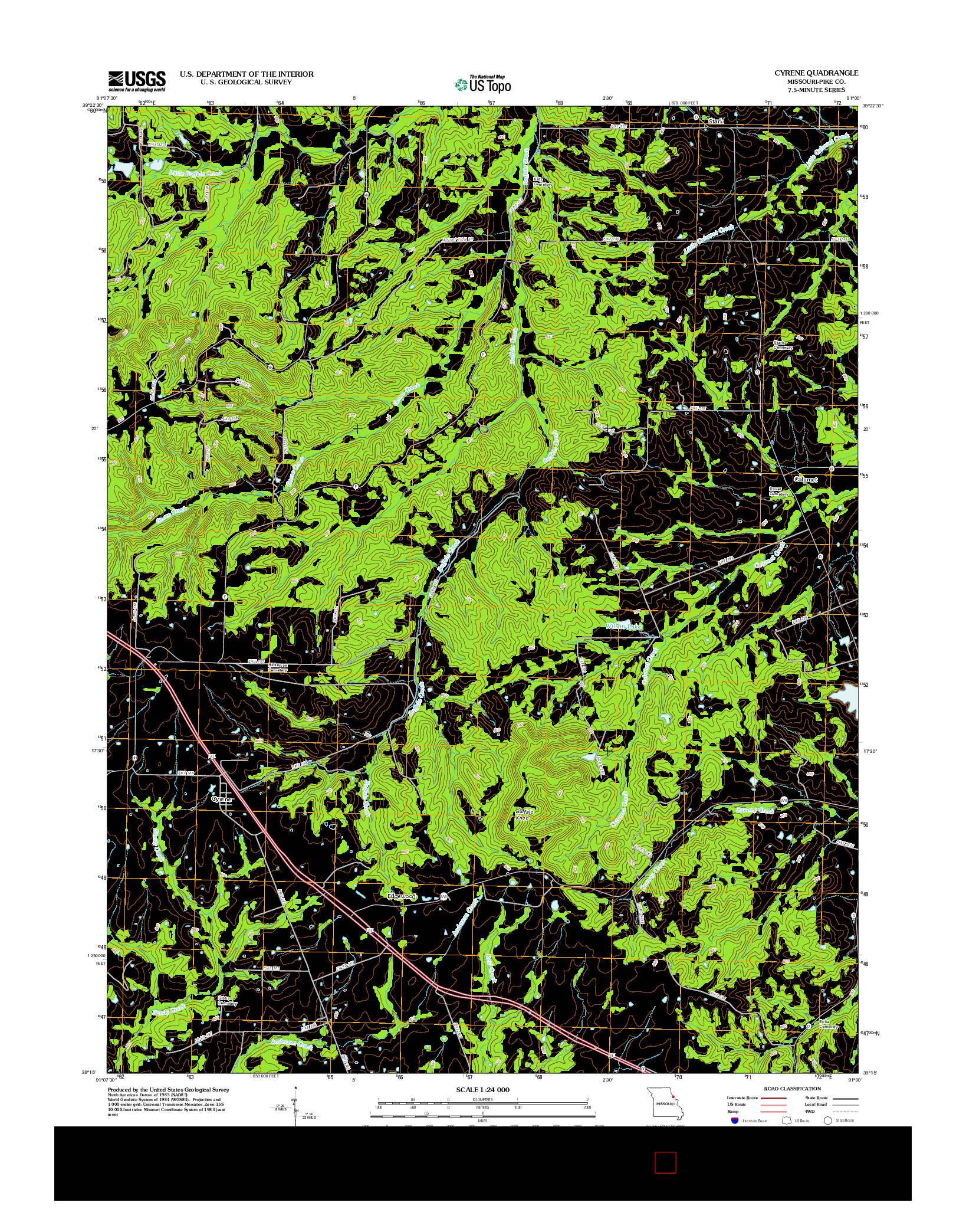 USGS US TOPO 7.5-MINUTE MAP FOR CYRENE, MO 2012