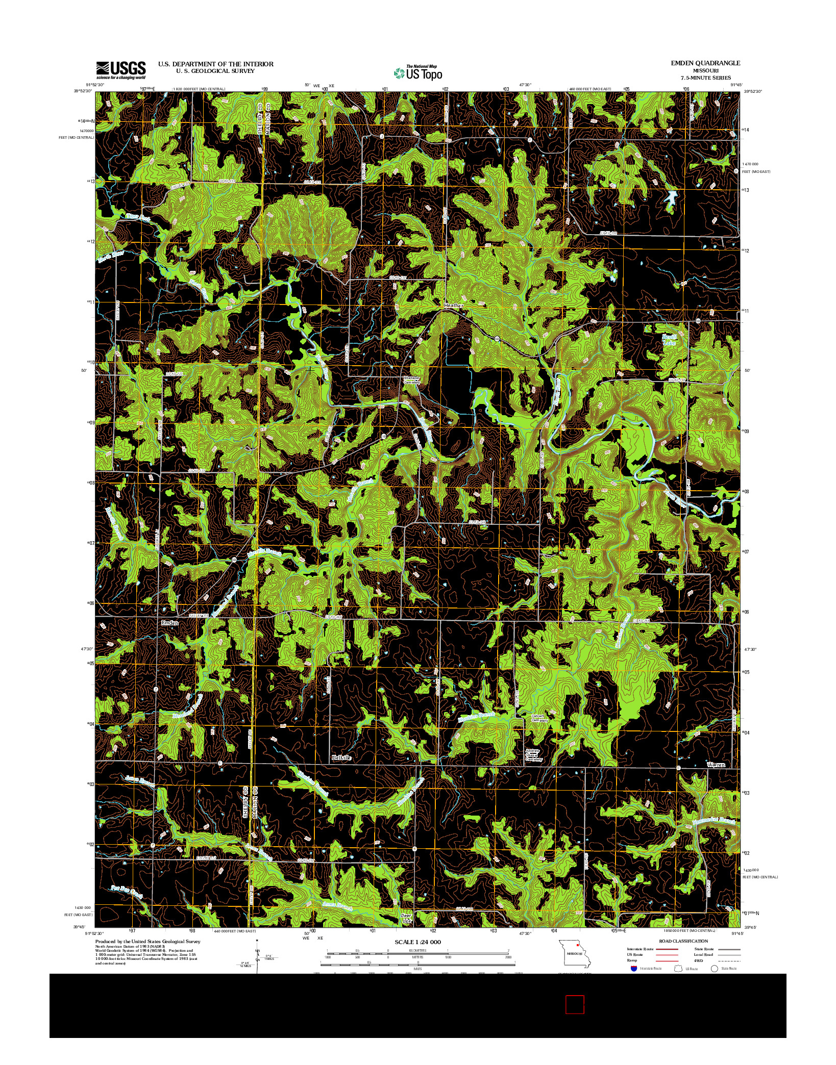 USGS US TOPO 7.5-MINUTE MAP FOR EMDEN, MO 2012