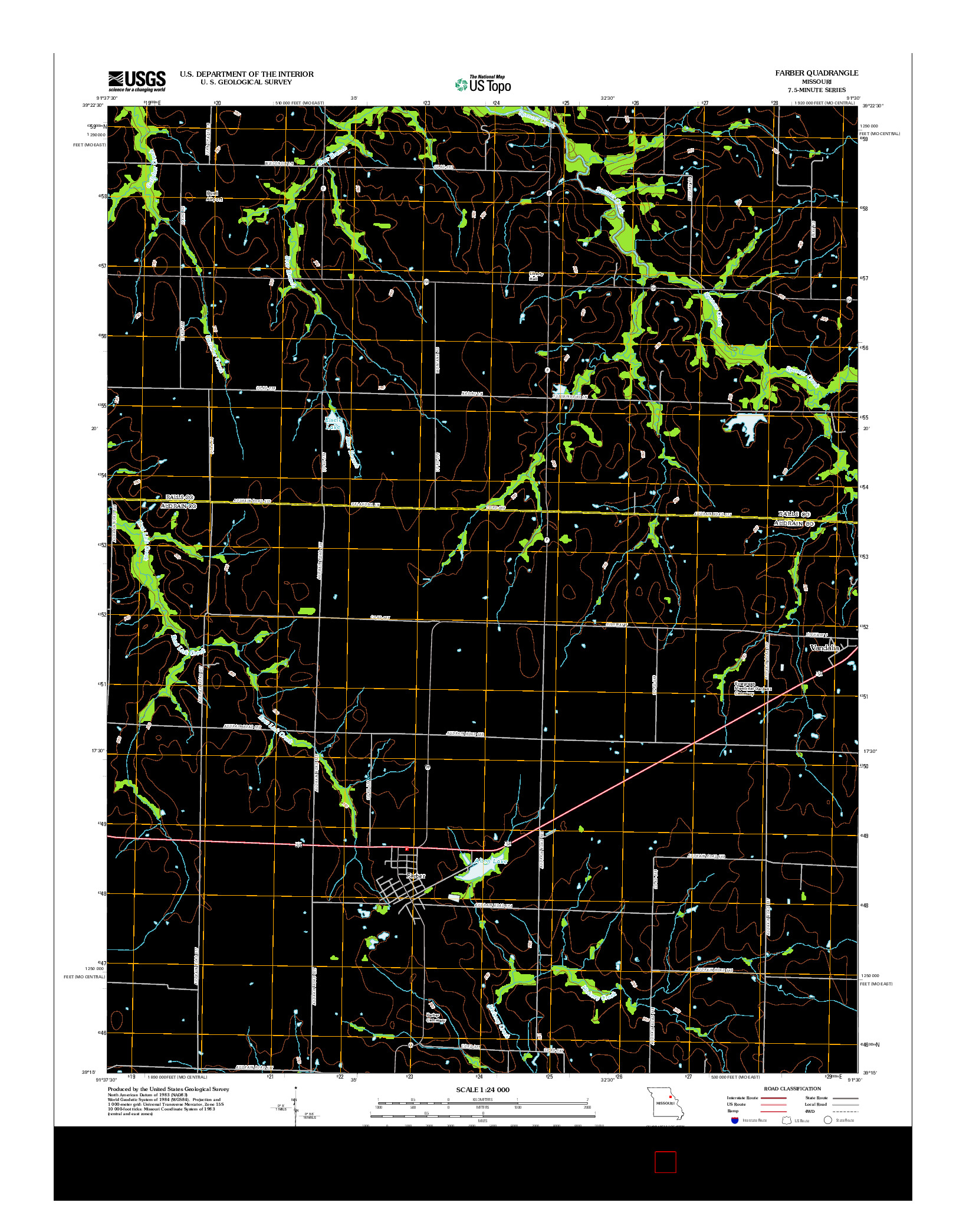 USGS US TOPO 7.5-MINUTE MAP FOR FARBER, MO 2012