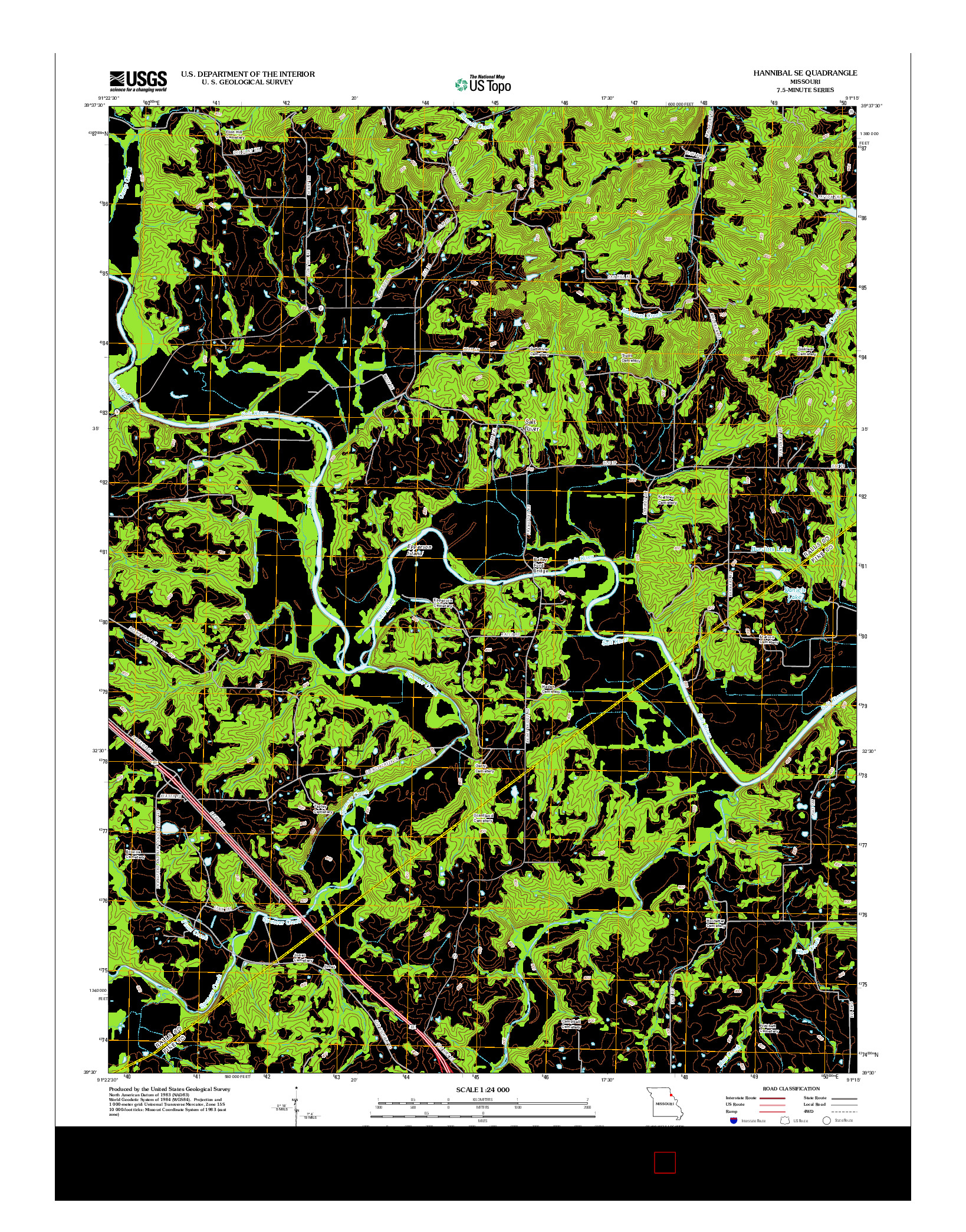 USGS US TOPO 7.5-MINUTE MAP FOR HANNIBAL SE, MO 2012