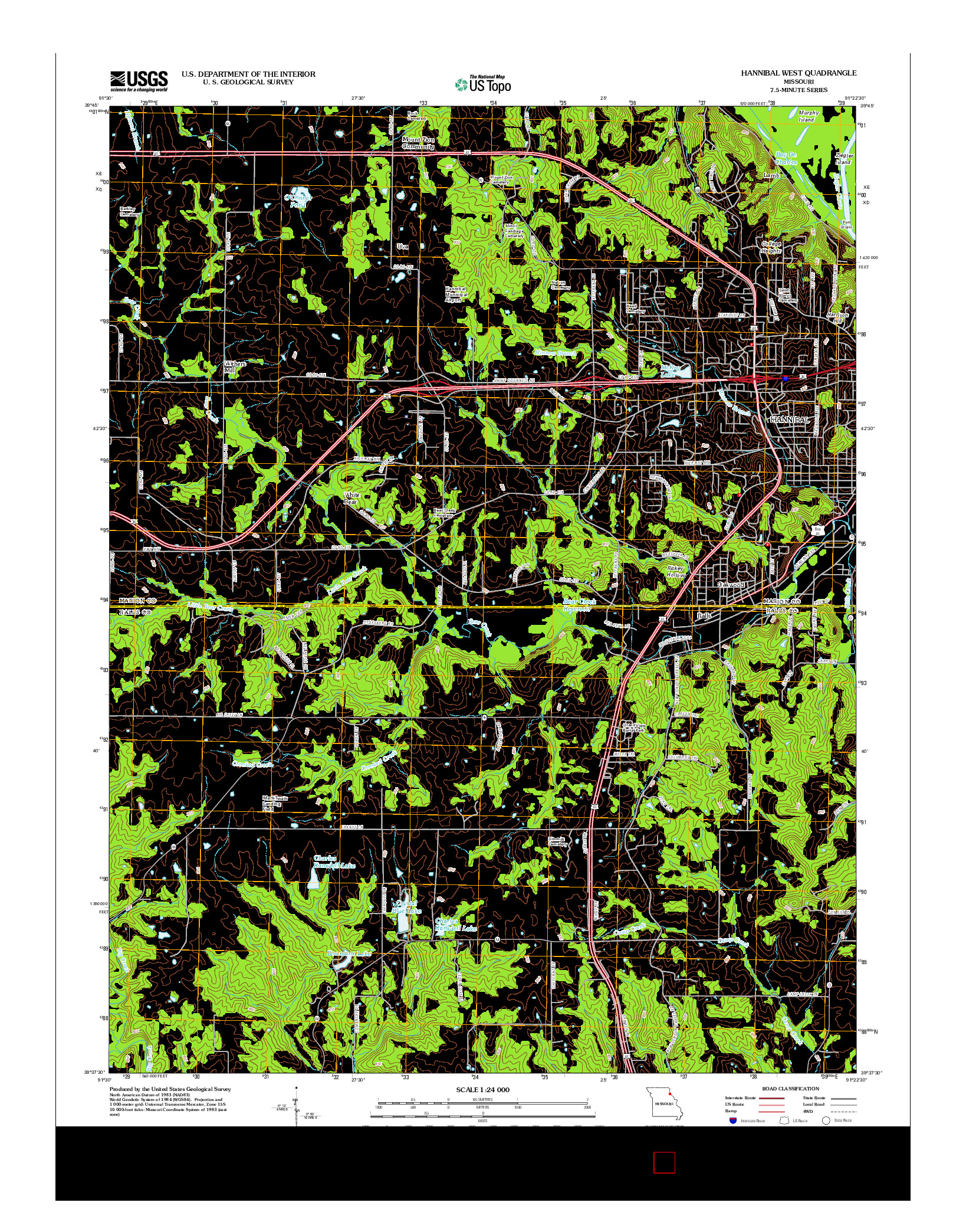 USGS US TOPO 7.5-MINUTE MAP FOR HANNIBAL WEST, MO 2012