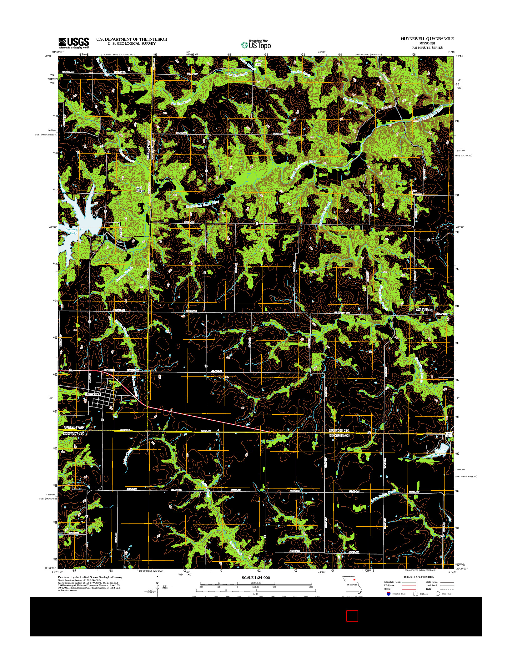 USGS US TOPO 7.5-MINUTE MAP FOR HUNNEWELL, MO 2012